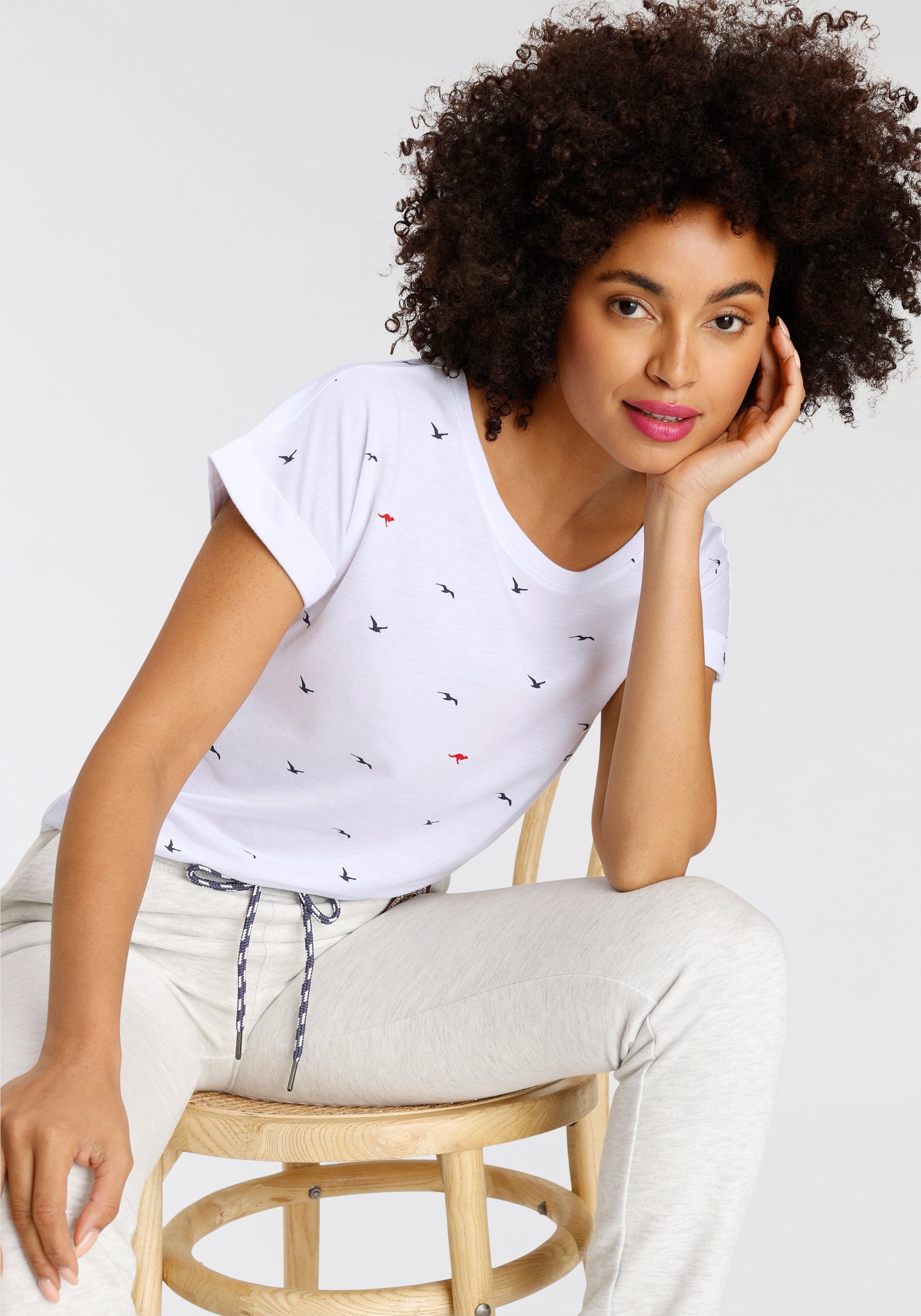 KangaROOS Shirt met print korte mouwen, figuurvolgend, met print, met ronde hals