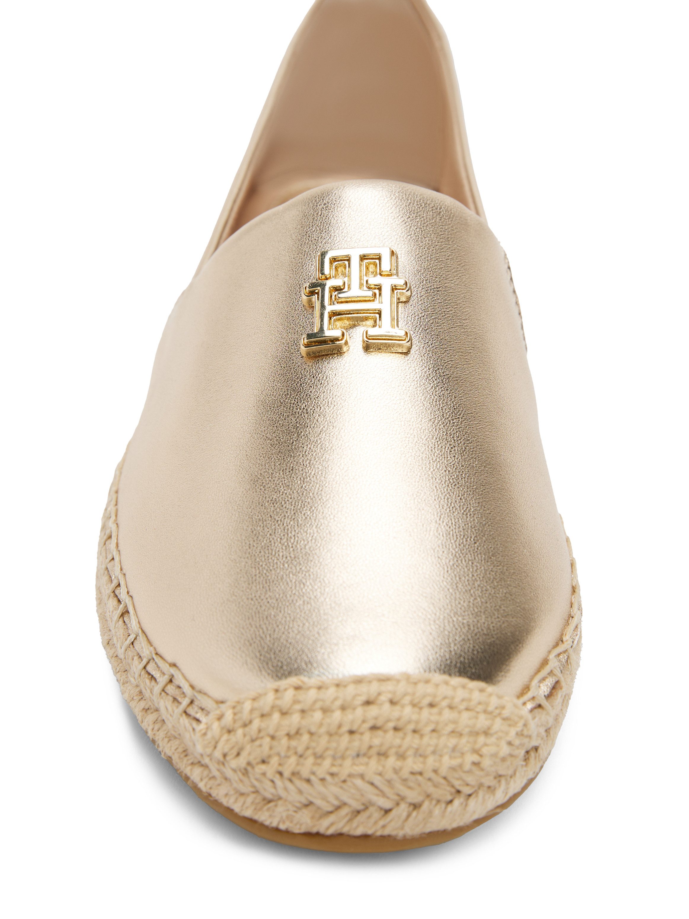 Tommy Hilfiger Espadrilles TH LOGO METALLIC LEATHER ESPAD , zomerschoen, slippers, instapschoen met th-sieraandeel