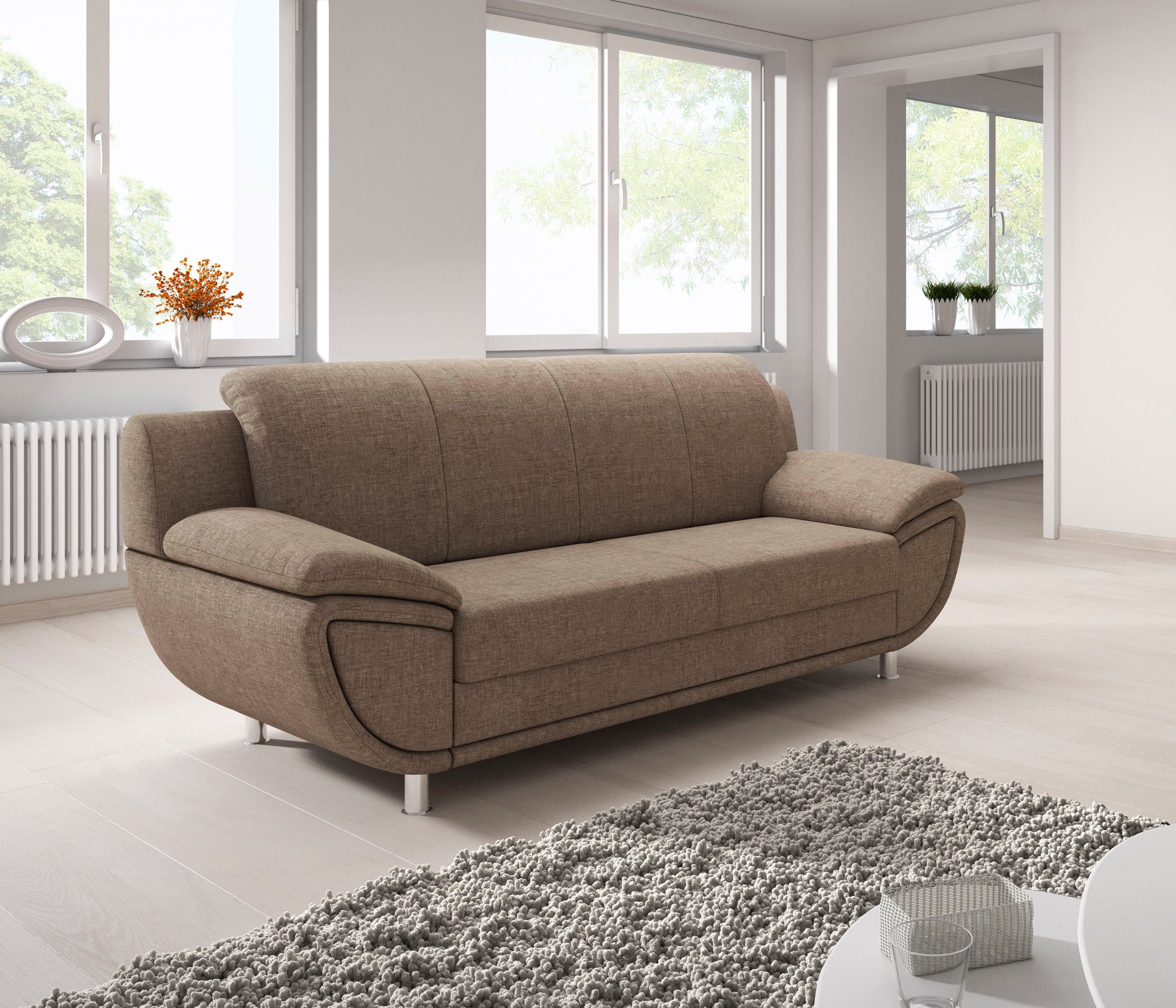 TRENDMANUFAKTUR 3-zitsbank Rondo II tijdloos en comfortabel, naar keuze met comfortabele binnenvering, met extra brede armleuningen