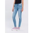 arizona skinny fit jeans enkellang met franjezoom mid waist blauw