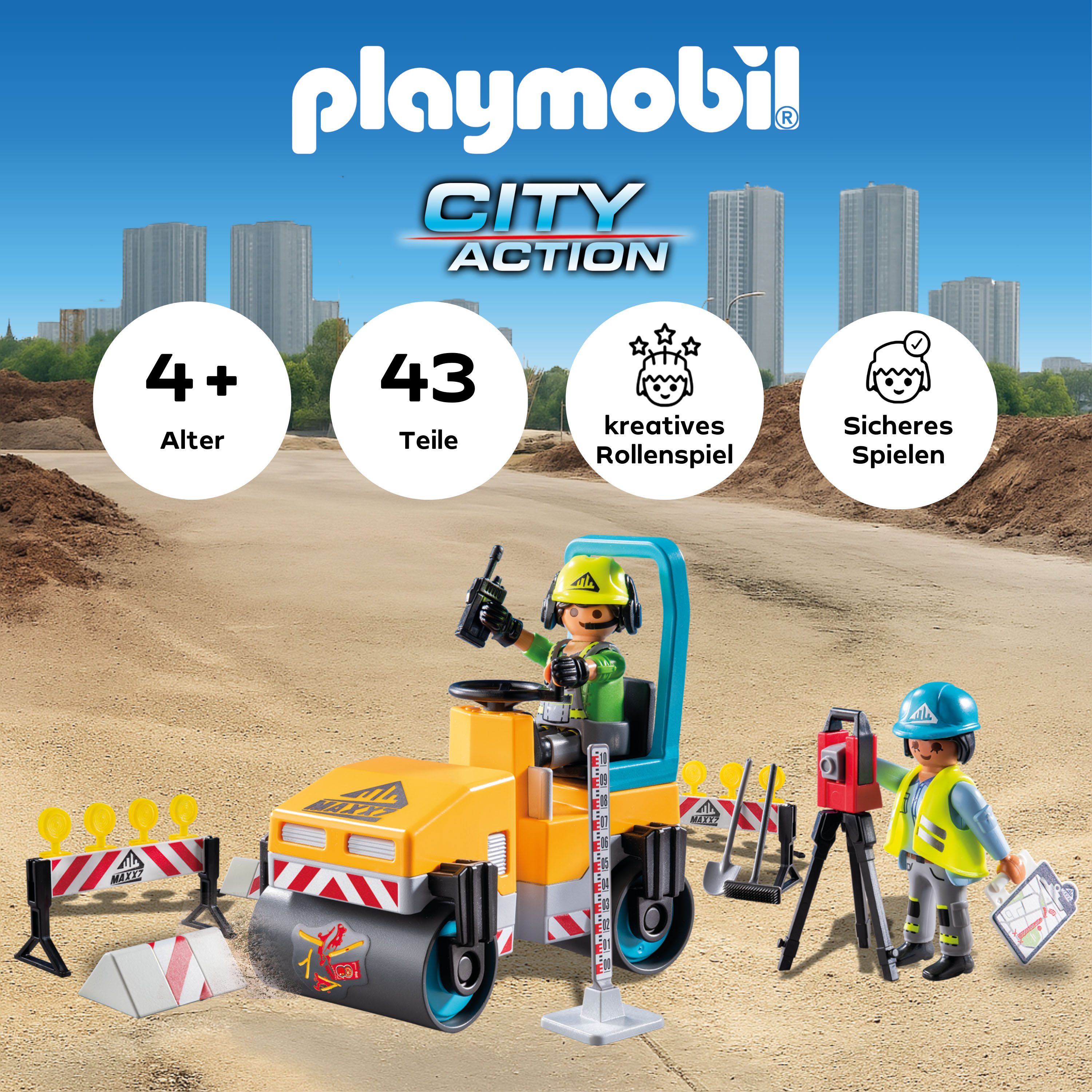 Playmobil® Constructie-speelset Straßenbaustelle (71751), Playmobil Action Heroes (43-delig)
