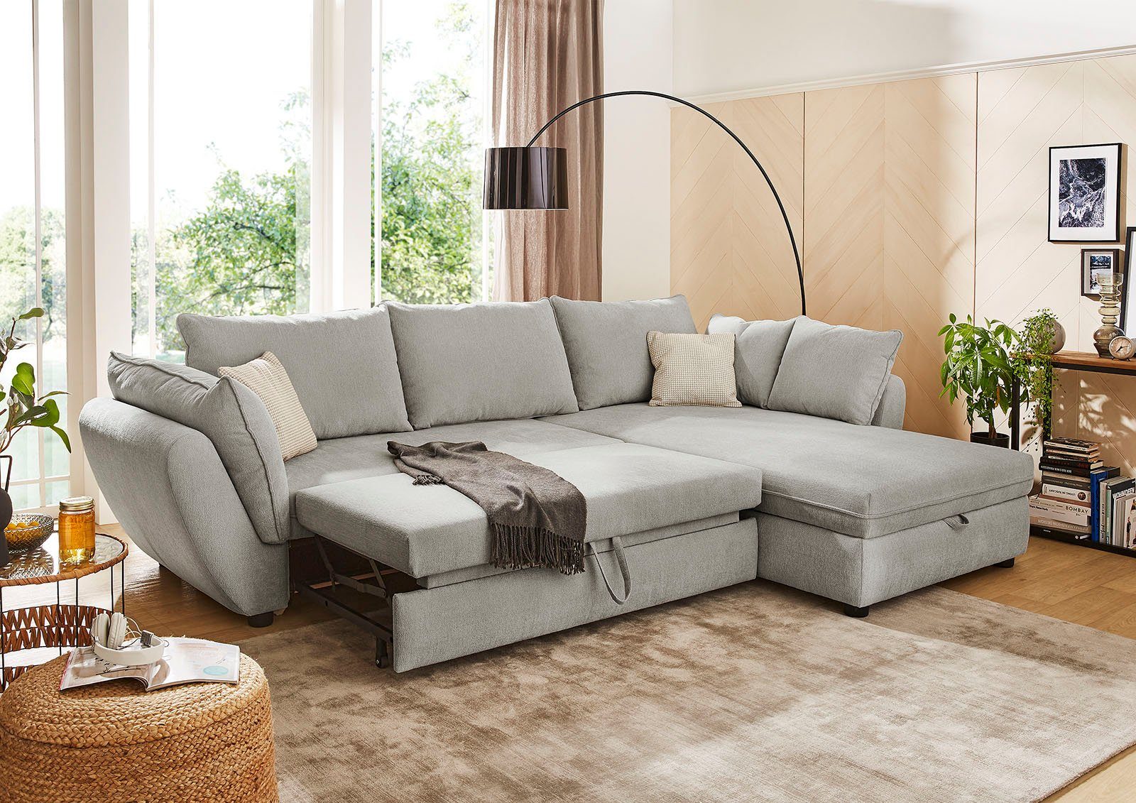 Jockenhöfer Gruppe Hoekbank Jerez L-vorm met bed- en relaxfunctie, opbergvak/bedlade, golfvering, ottomane