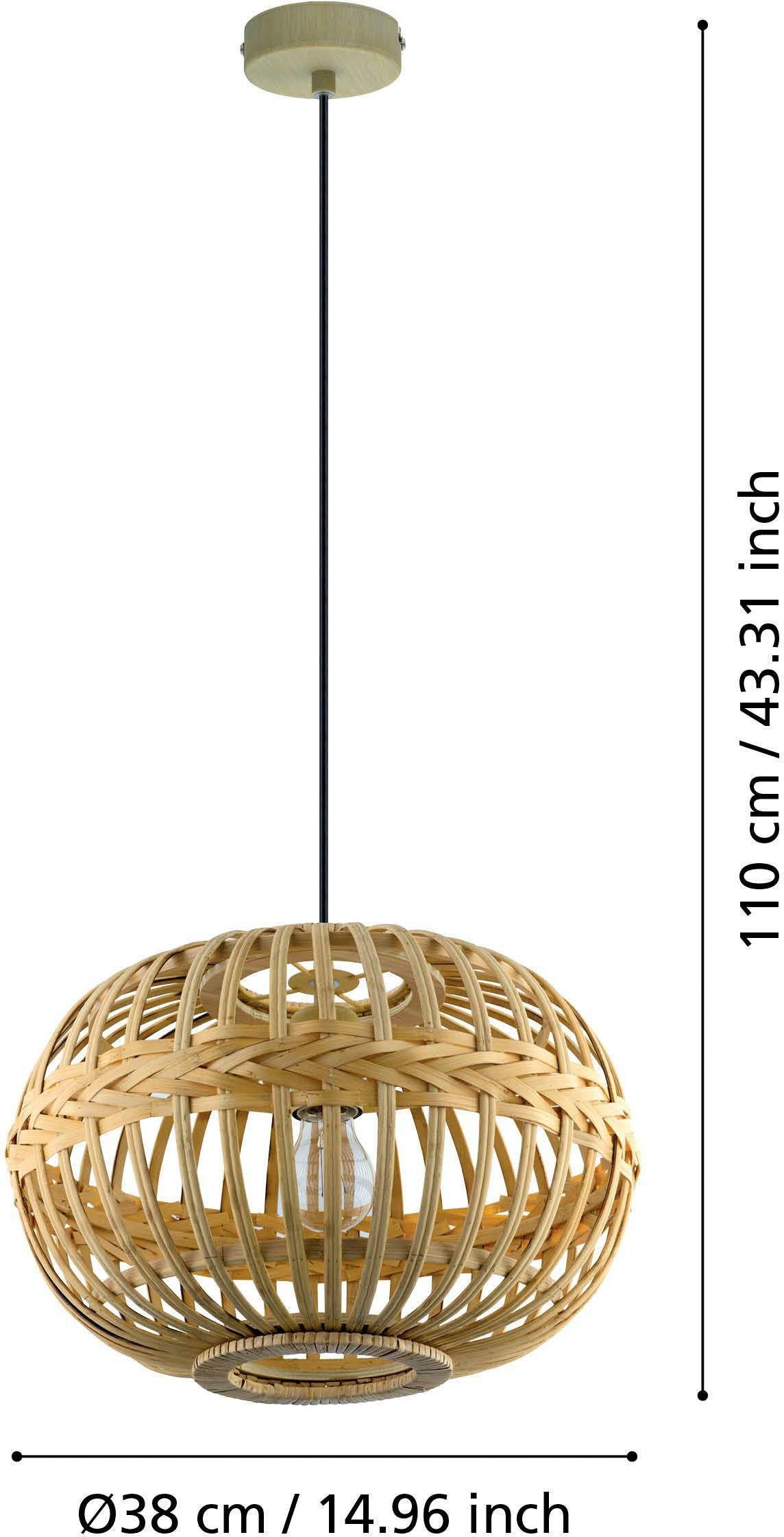 EGLO Hanglamp AMSFIELD Boho hanglamp eettafel, eetkamerlamp, hanglamp, E27, Ø 38 cm