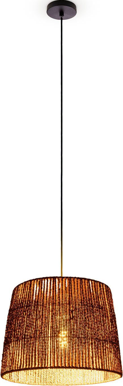 Paco Home Hanglamp Hugo Amadeo Woonkamer eetkamer rattan look Boho lampenkap papier