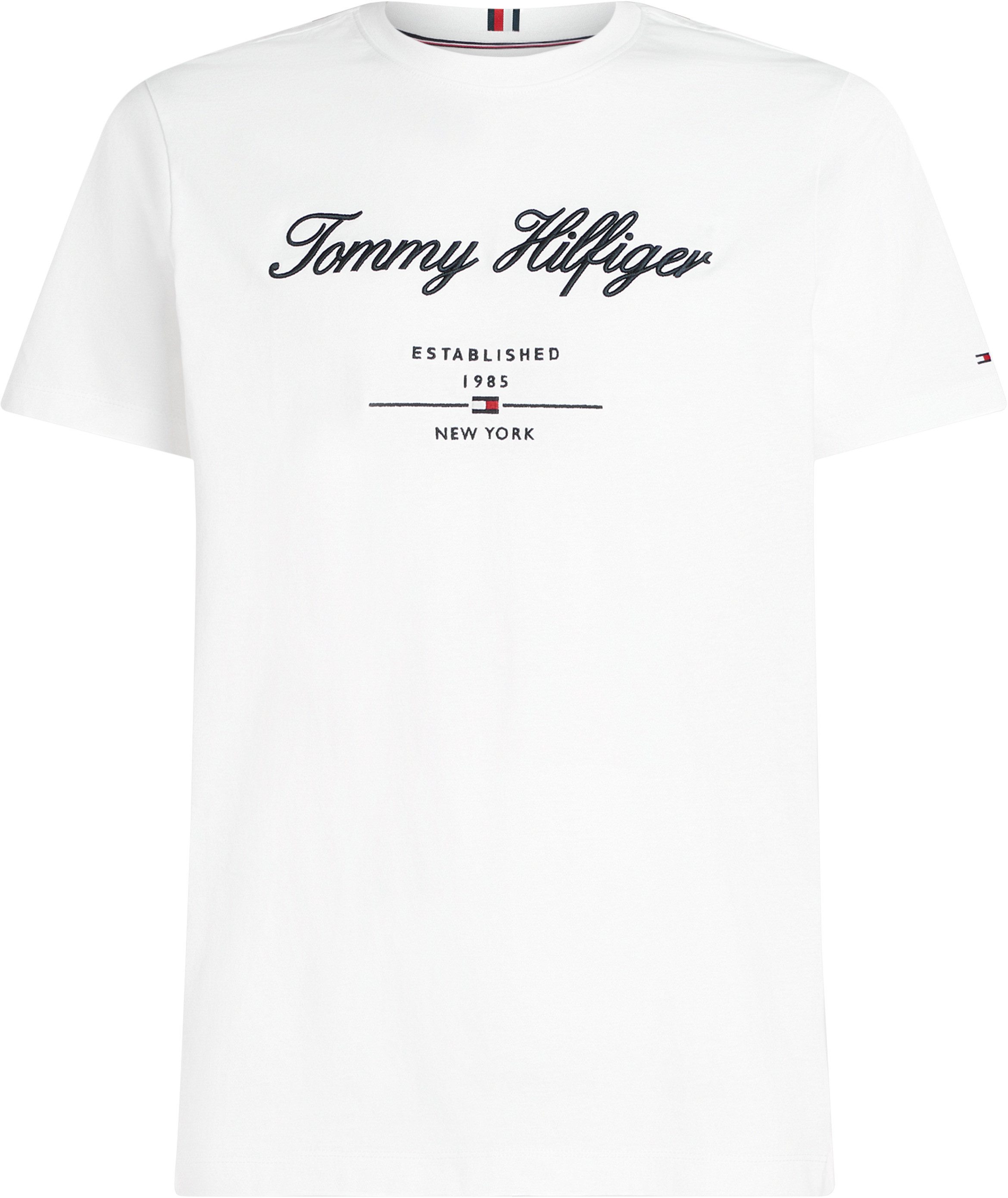 Tommy Hilfiger Shirt met ronde hals BT-SCRIPT LOGO TEE-B in grote maten, logoborduring