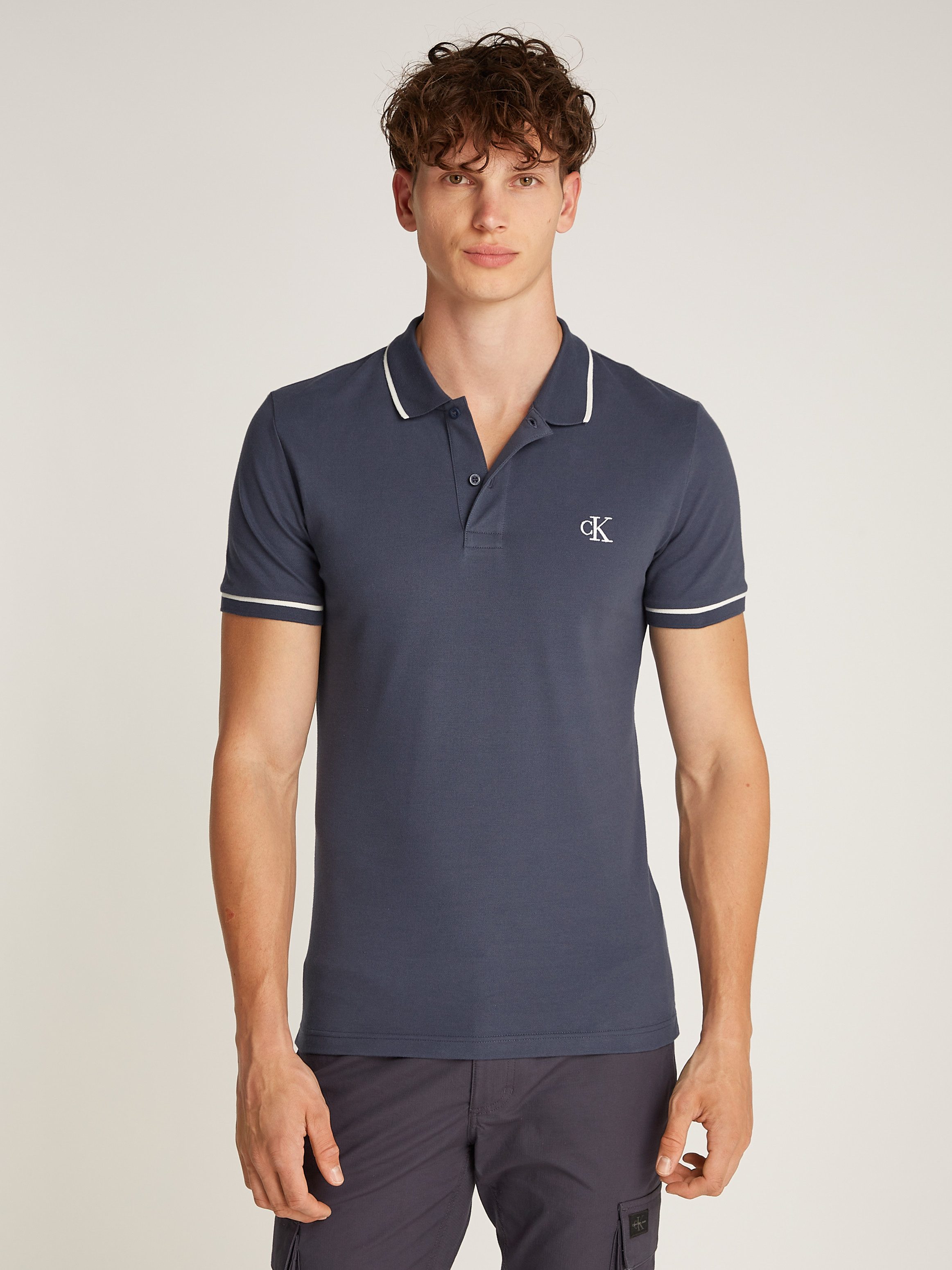 Calvin Klein Poloshirt TIPPING SLIM POLO met logo merklabel