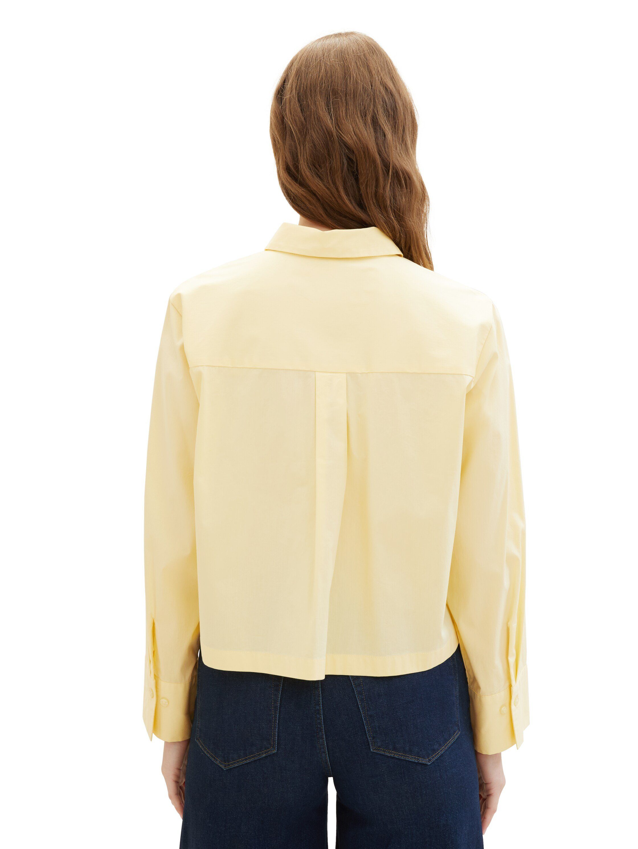 Tom Tailor Denim Overhemdblouse met kellerplooi in oversized-look en extra kort