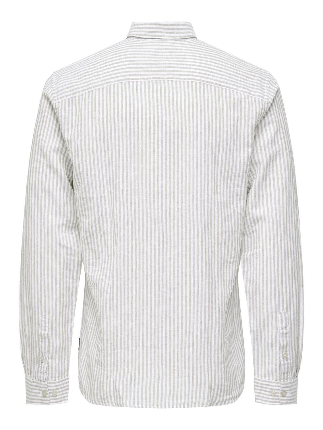 ONLY & SONS Overhemd met korte mouwen ONSCAIDEN LS STRIPE LINEN SHIRT 660 NOOS