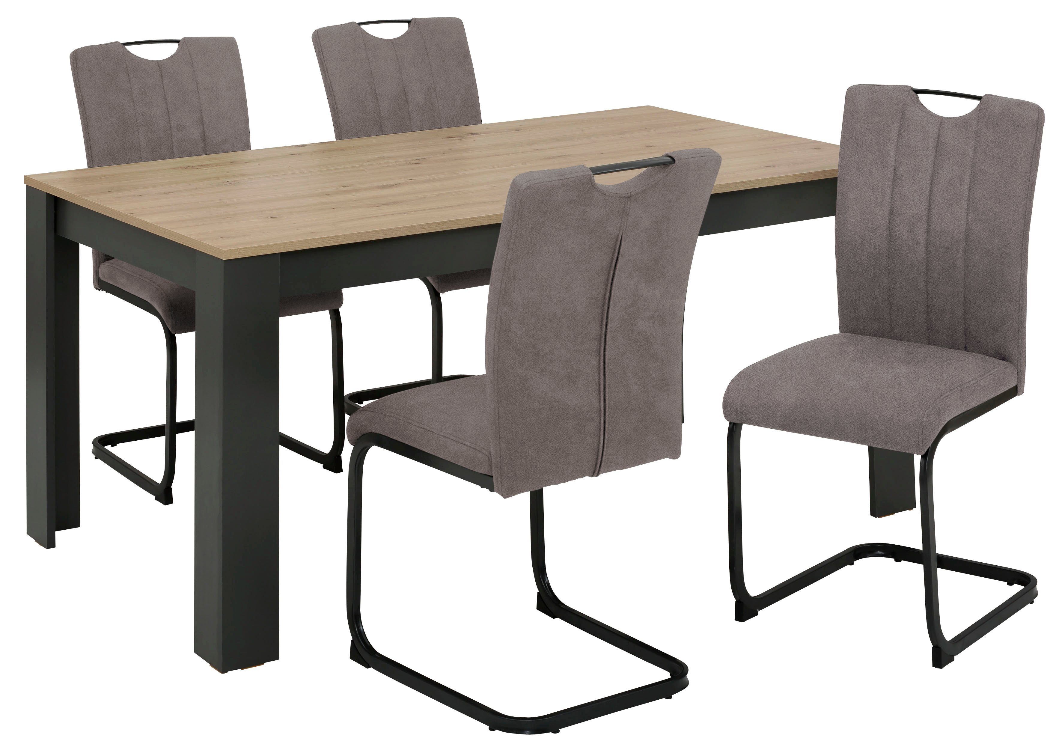 Home affaire Eethoek Napoli 5-delige eethoek met moderne sledestoel en eettafel (set, 5-delig)