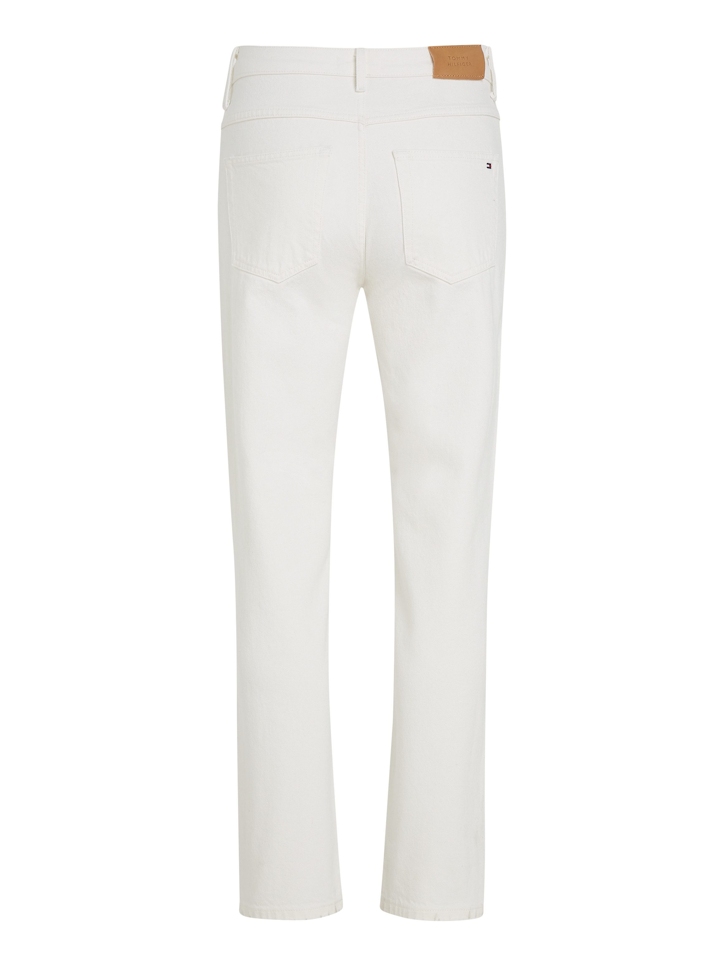 Tommy Hilfiger Straight jeans CLASSIC STRAIGHT RW ECRU met logo-badge, in enkel-lengte