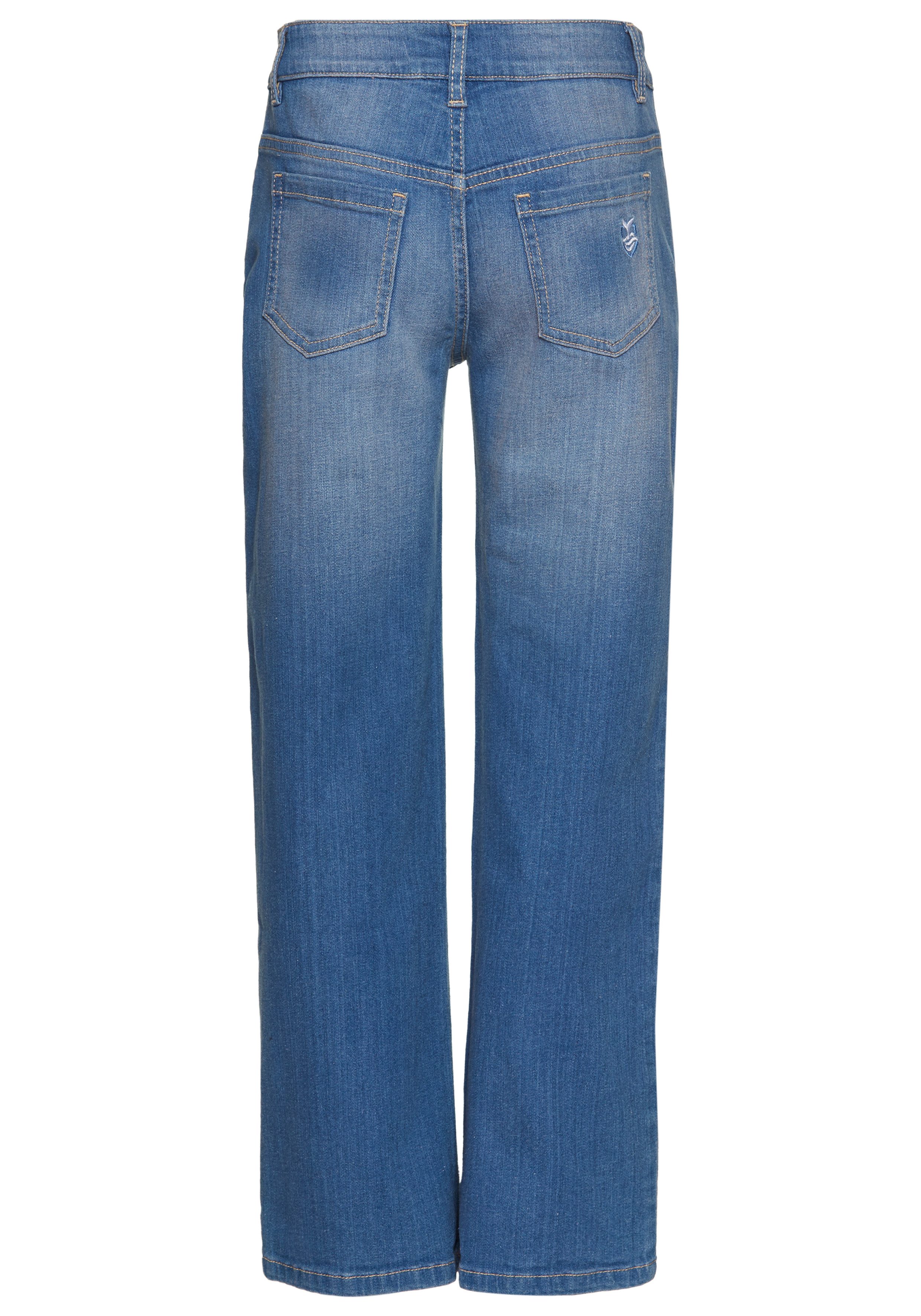 KIDSWORLD Loose fit jeans Meisjesjeans in wijde pasvorm Wijd jeans met logo-borduursel