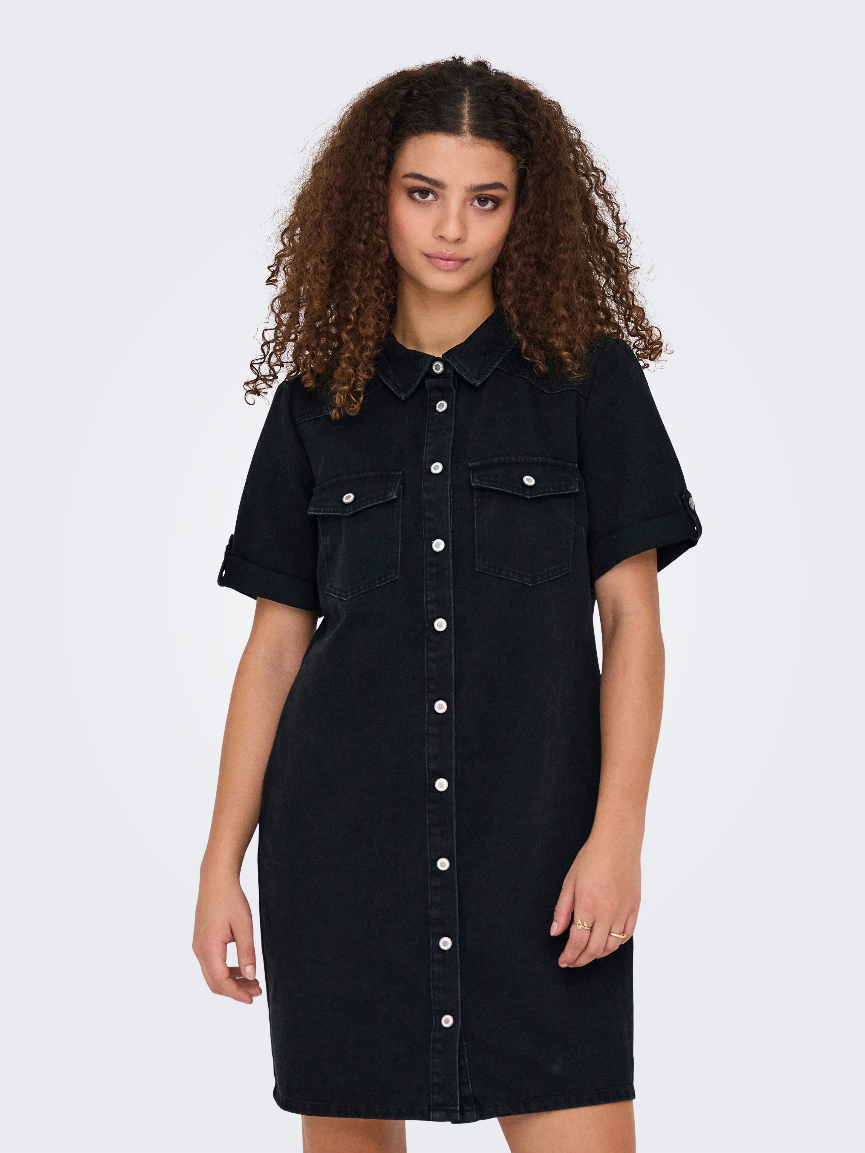 Only Jeans jurk ONLLISA S/S DNM DRESS GUA dames spijkerjurken maat L (40) zwart