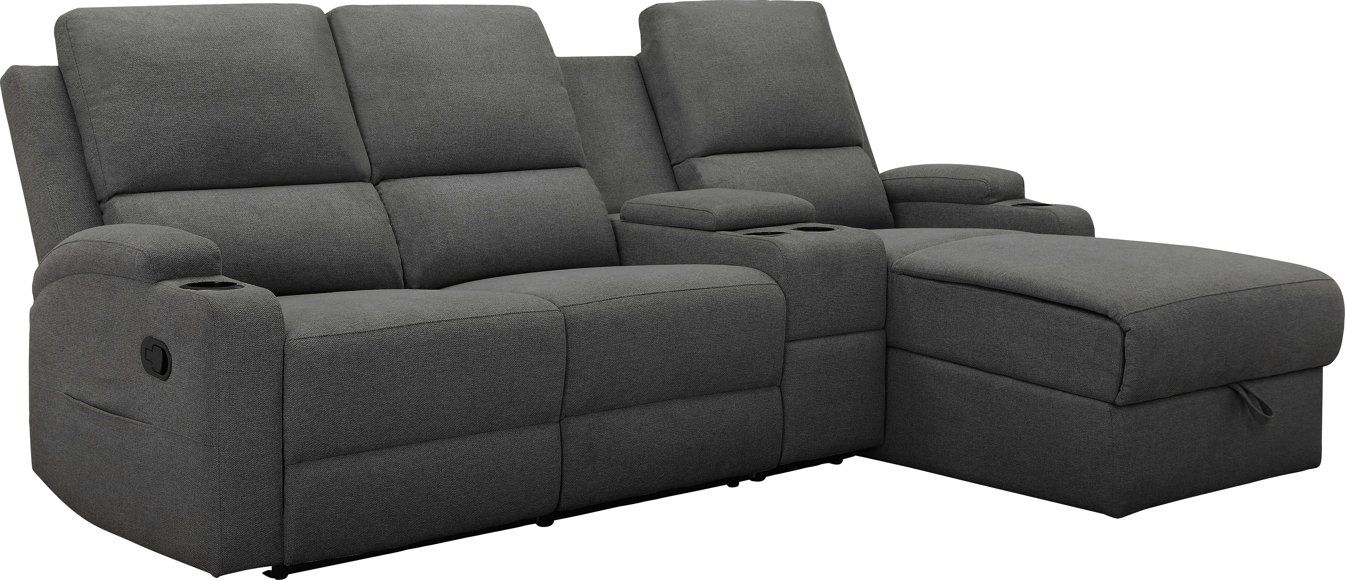 Home affaire Hoekbank Napori multimediabank, 3 bioscoopstoelen XXL, L-model, Bioscoopbank met relaxfunctie, bekerhouder, opbergvak en opbergbox