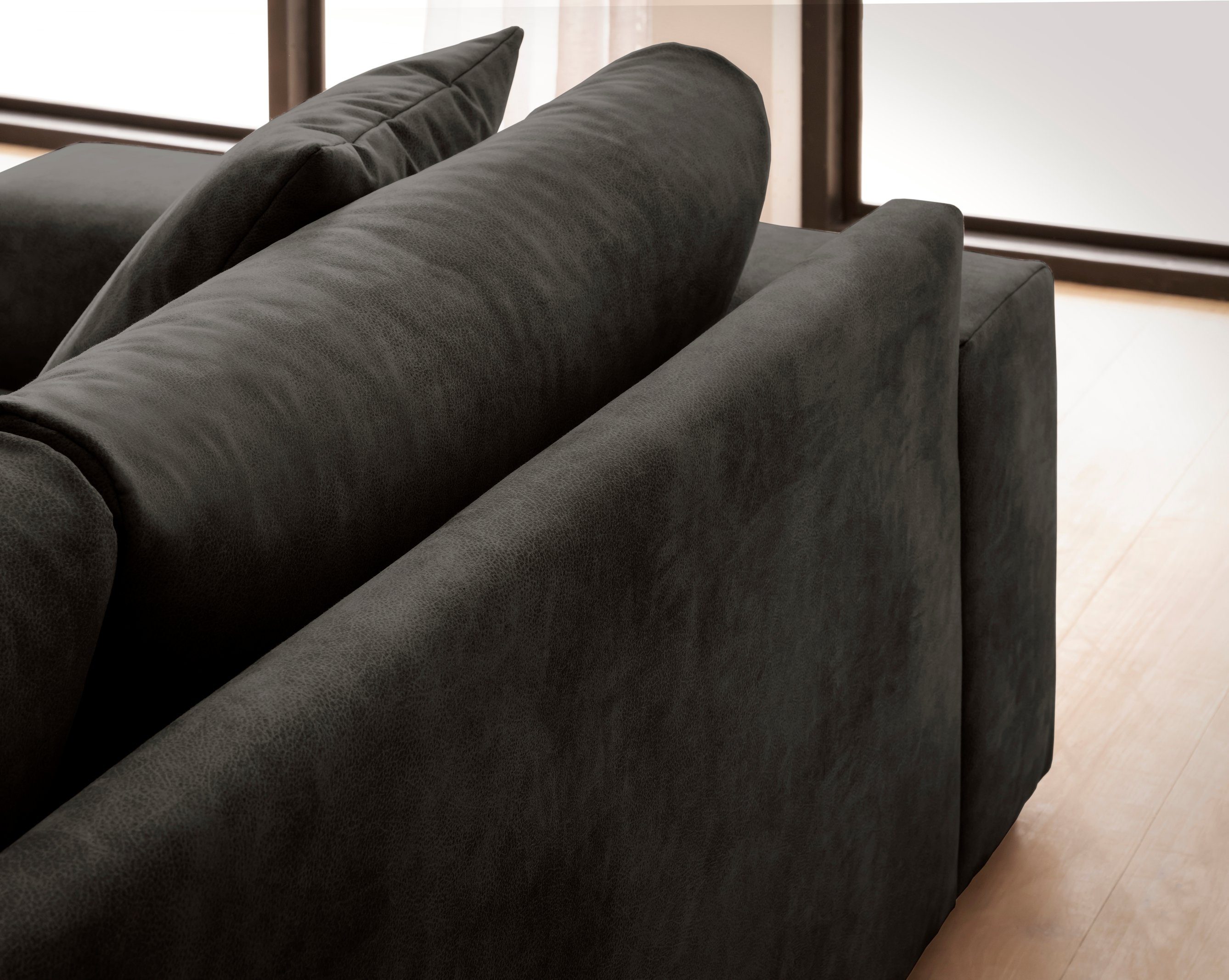 andas 3-zitsbank SLEETLAND XXL in fluweel of vintage lederlook