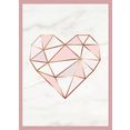 boenninghoff artprint met lijst geometrisch hart (1 stuk) roze