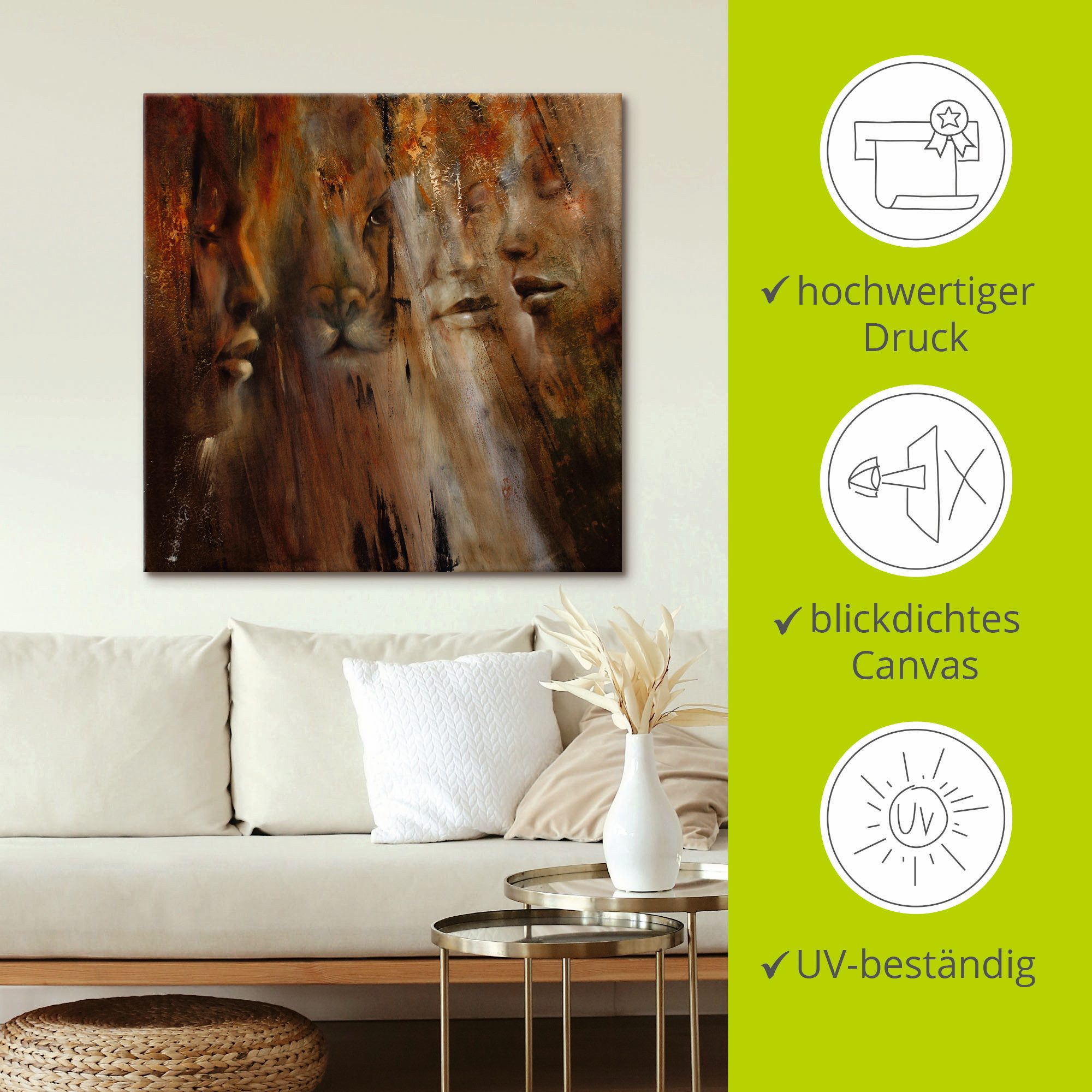 Artland Artprint op linnen Gezichten gespannen op een spieraam
