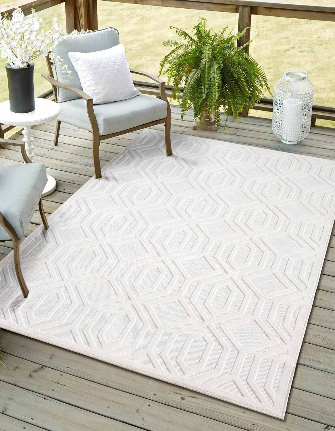 Myflair Möbel & Accessoires Vloerkleed Haven voorraadopruiming Ruitenmotief, hoog-laag effect, geschikt voor buiten, balkon, terras