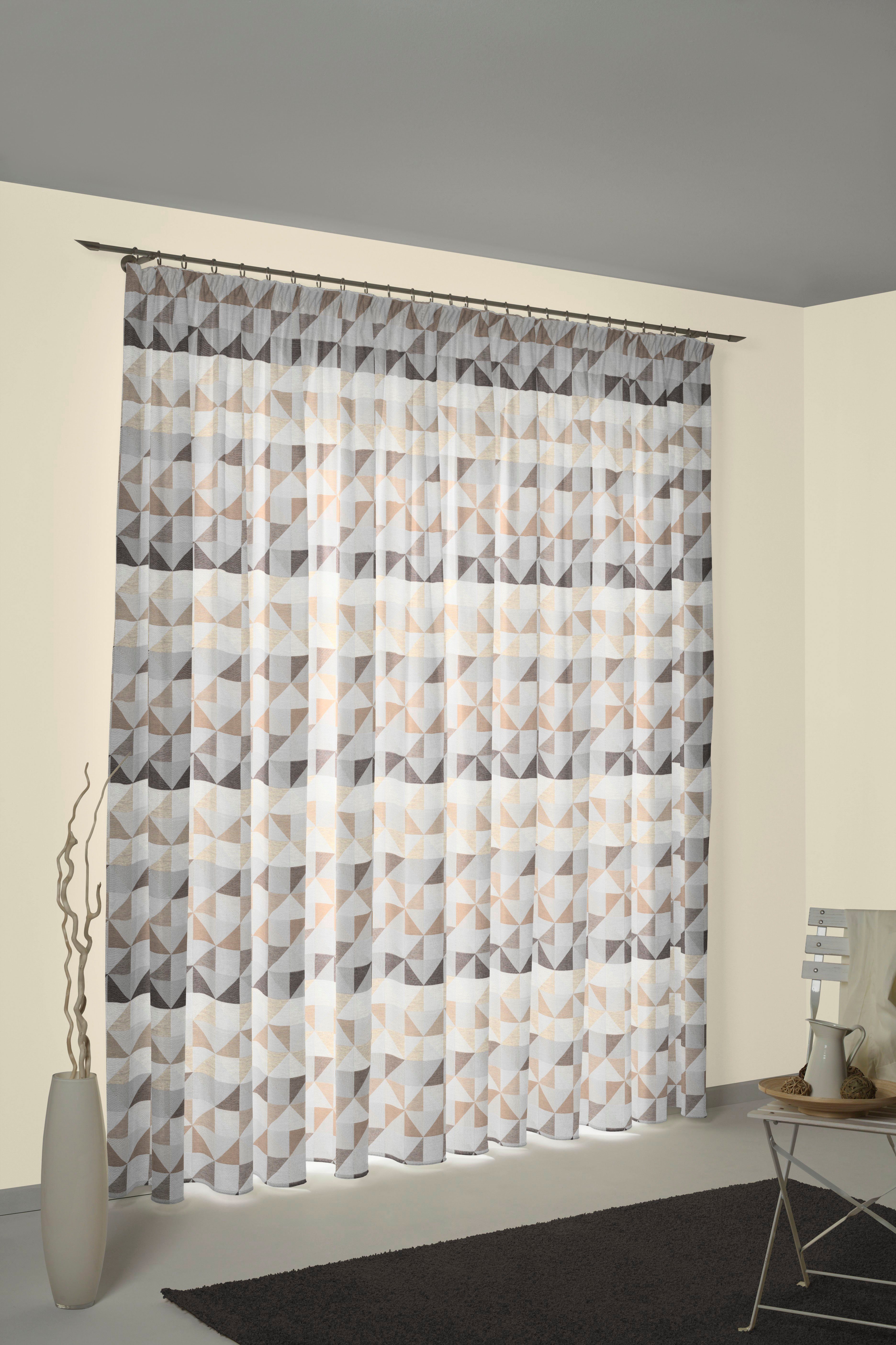 Wirth Gordijn BERLARE (1 stuk) kant & klaar gordijnen maat 132 cm x 155 cm bruin