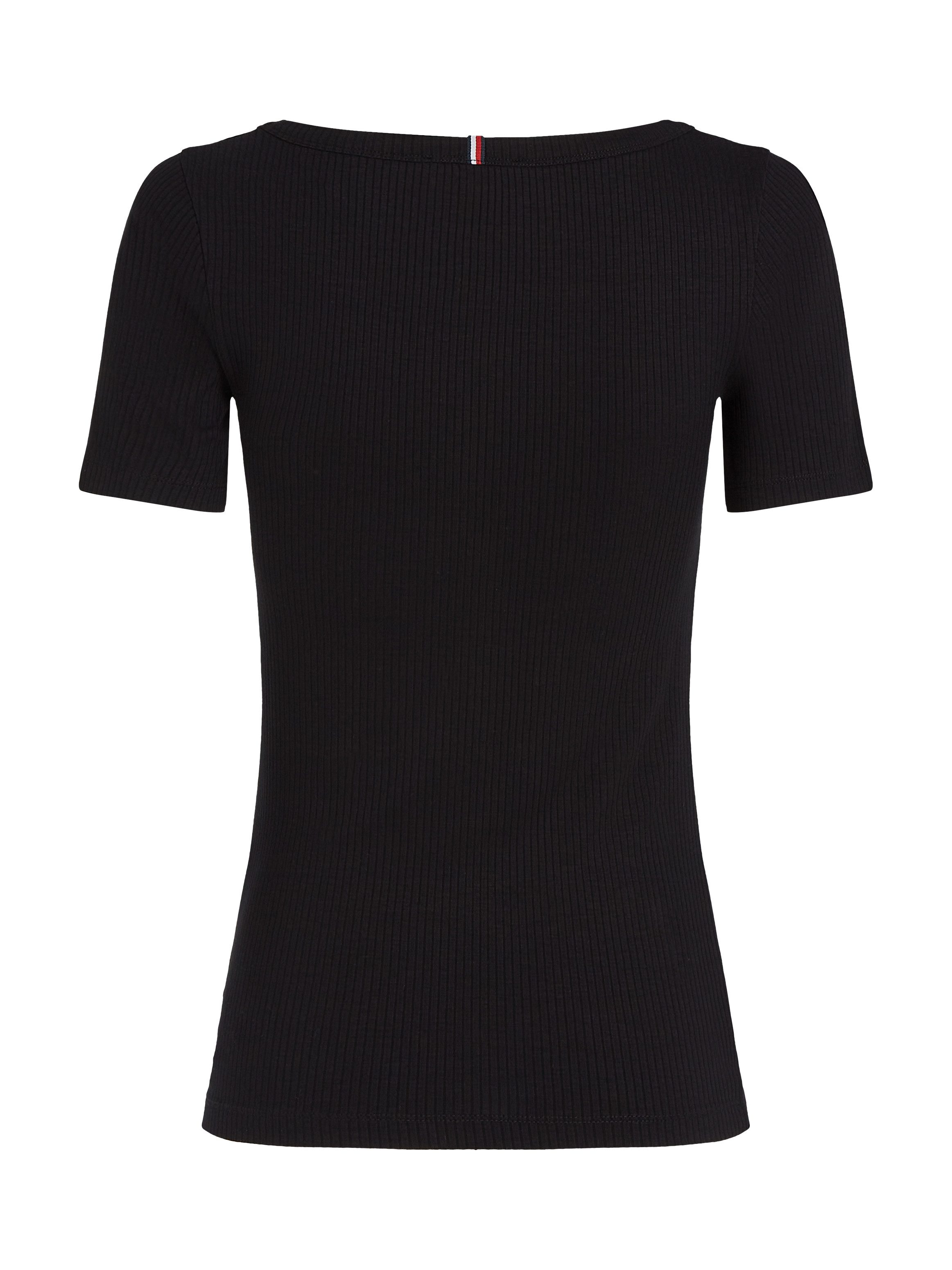 Tommy Hilfiger Shirt met ronde hals SLIM 5X2 RIB O-NK SS met discreet geborduurd tommy hilfiger logo