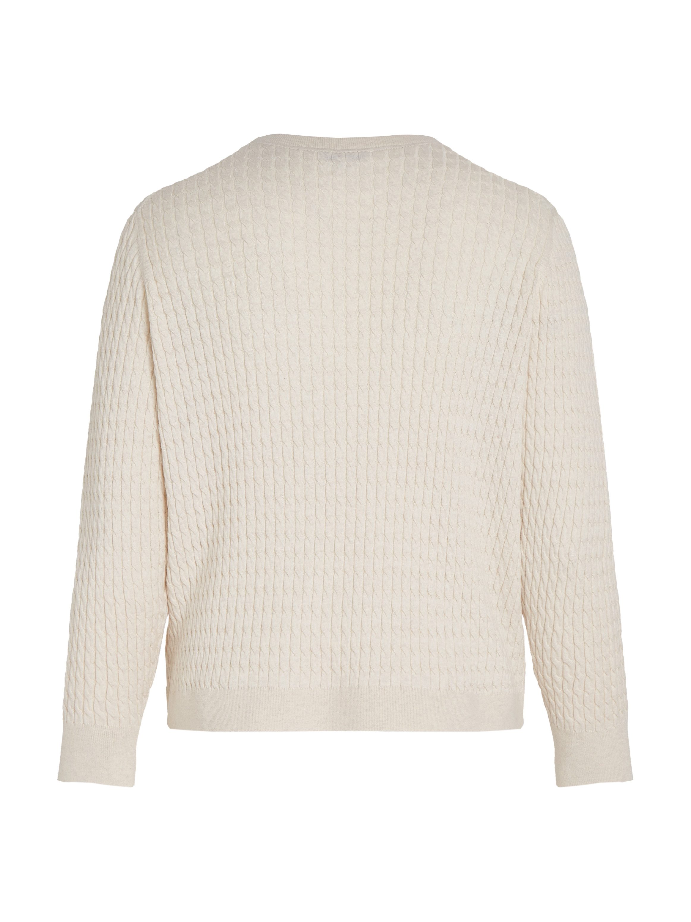 Tommy Hilfiger Curve Trui met ronde hals CRV CO CABLE C-NK LS SWEATER in grote maten, kabelpatroon, logoborduursel