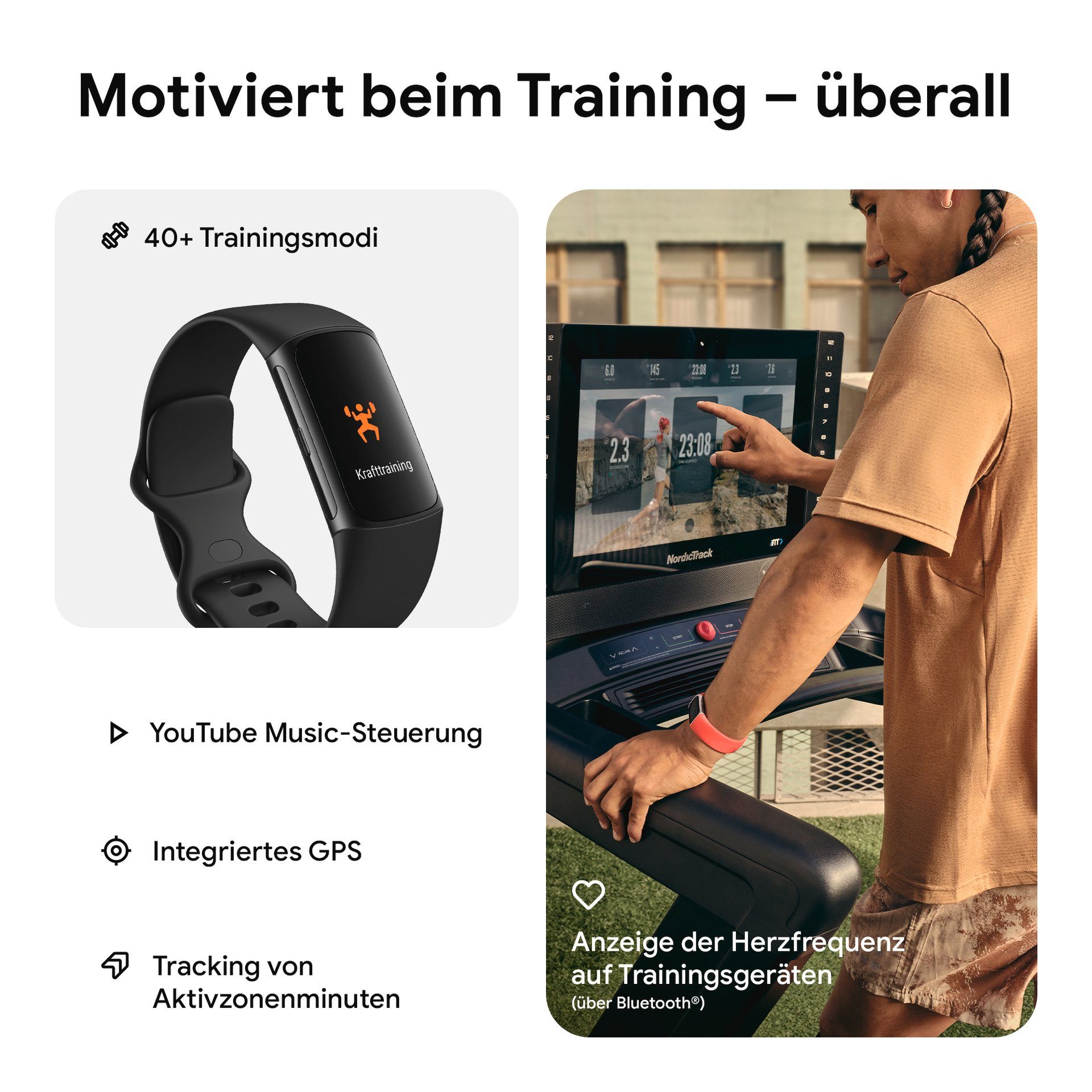 fitbit by Google Fitness-horloge Charge 6 Fitnesstracker GPS EKG SpO2 Google Wallet Maps Youtube Music