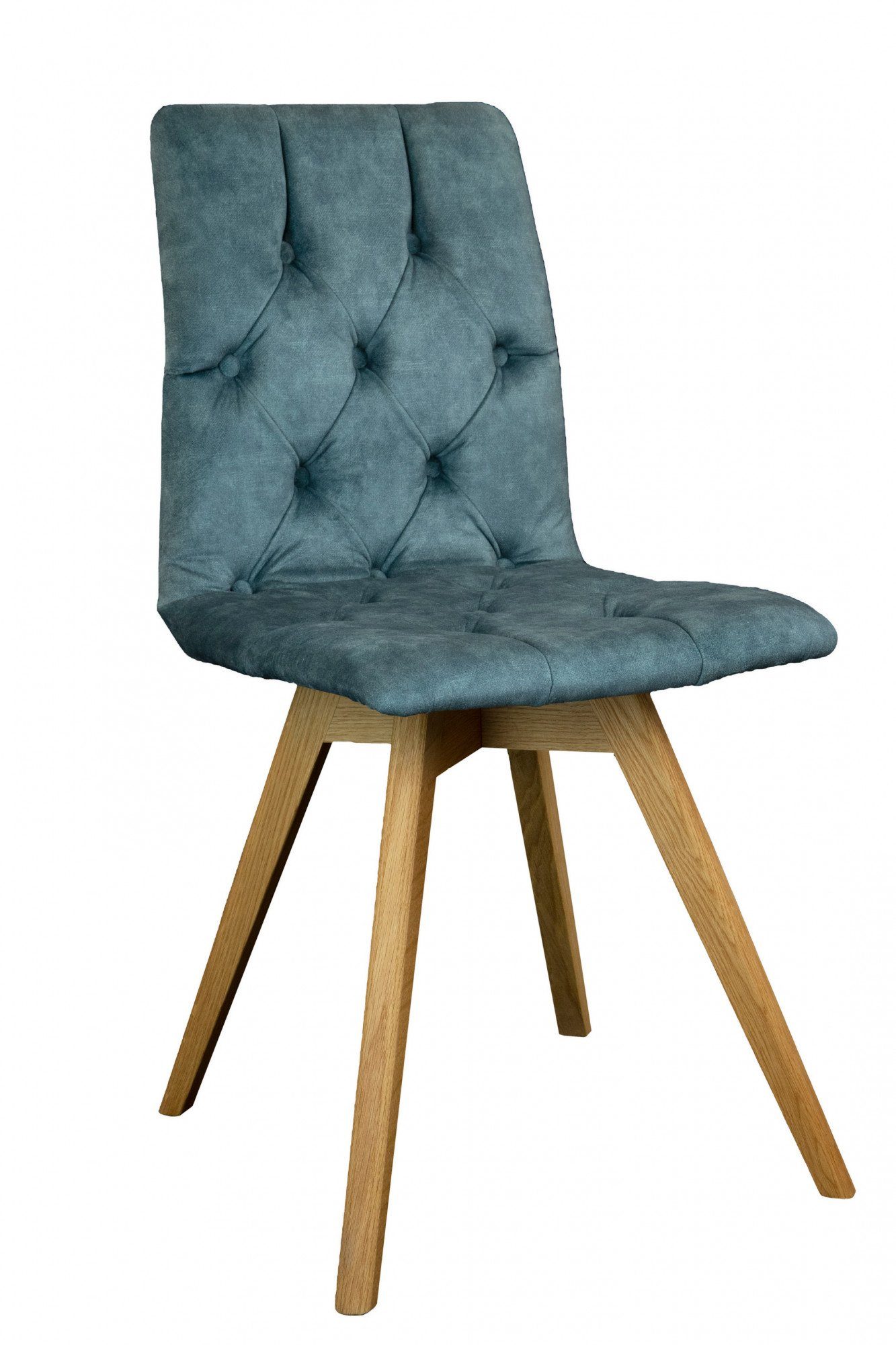 andas Eetkamerstoel Rania Massief houten frame, met knoophechting (set, 2 stuks)