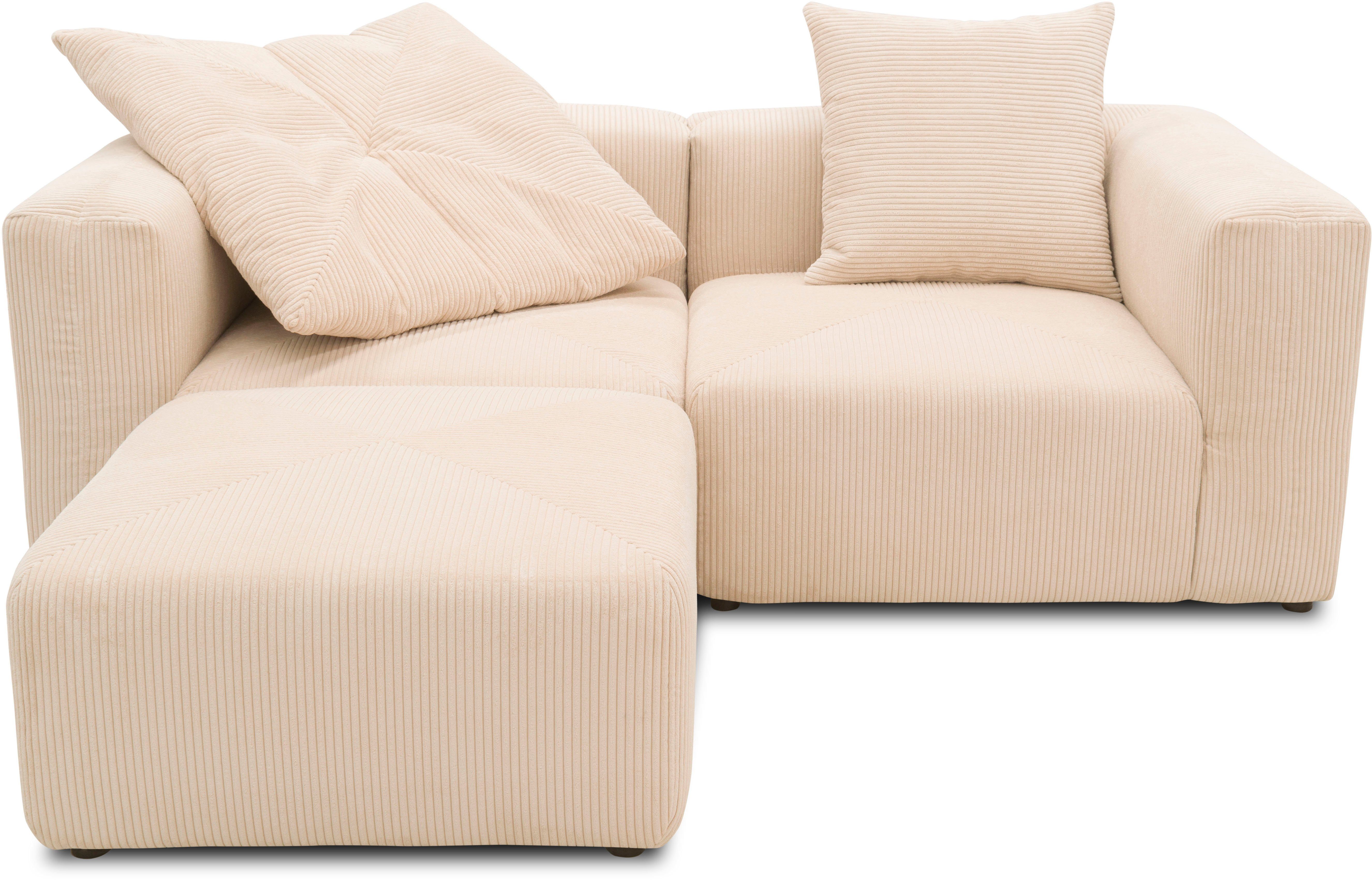 RAUM.ID Hoekbank Gerrid L-vorm Cord, modulaire bank, bestaand uit 2 hoekelementen + 1 hocker