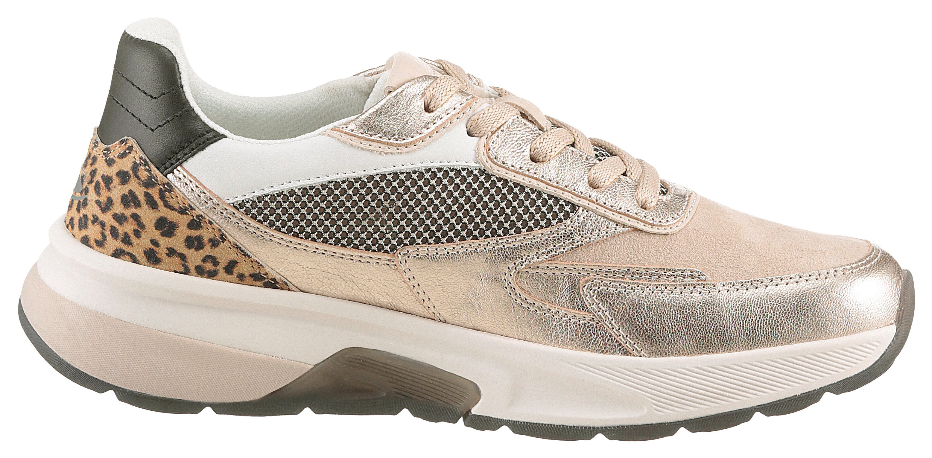 Gabor Rollingsoft Sneakers met sleehak vrijetijdsschoen, lage schoen, veterschoen met contrastafwerkingen