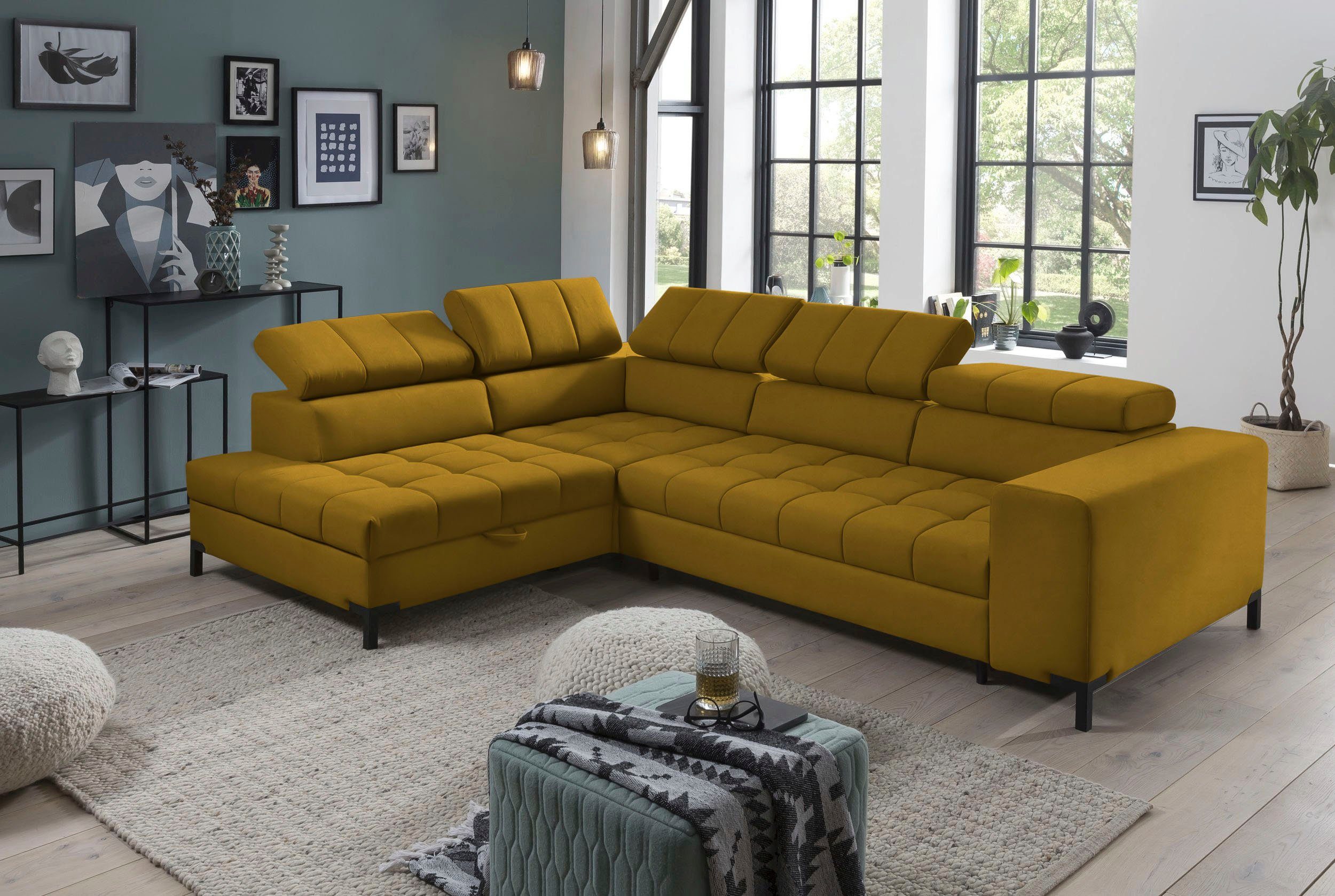 exxpo - sofa fashion Hoekbank Bocco, hoogwaardige afwerking, geweldig zitcomfort, comfortabel, L-vorm