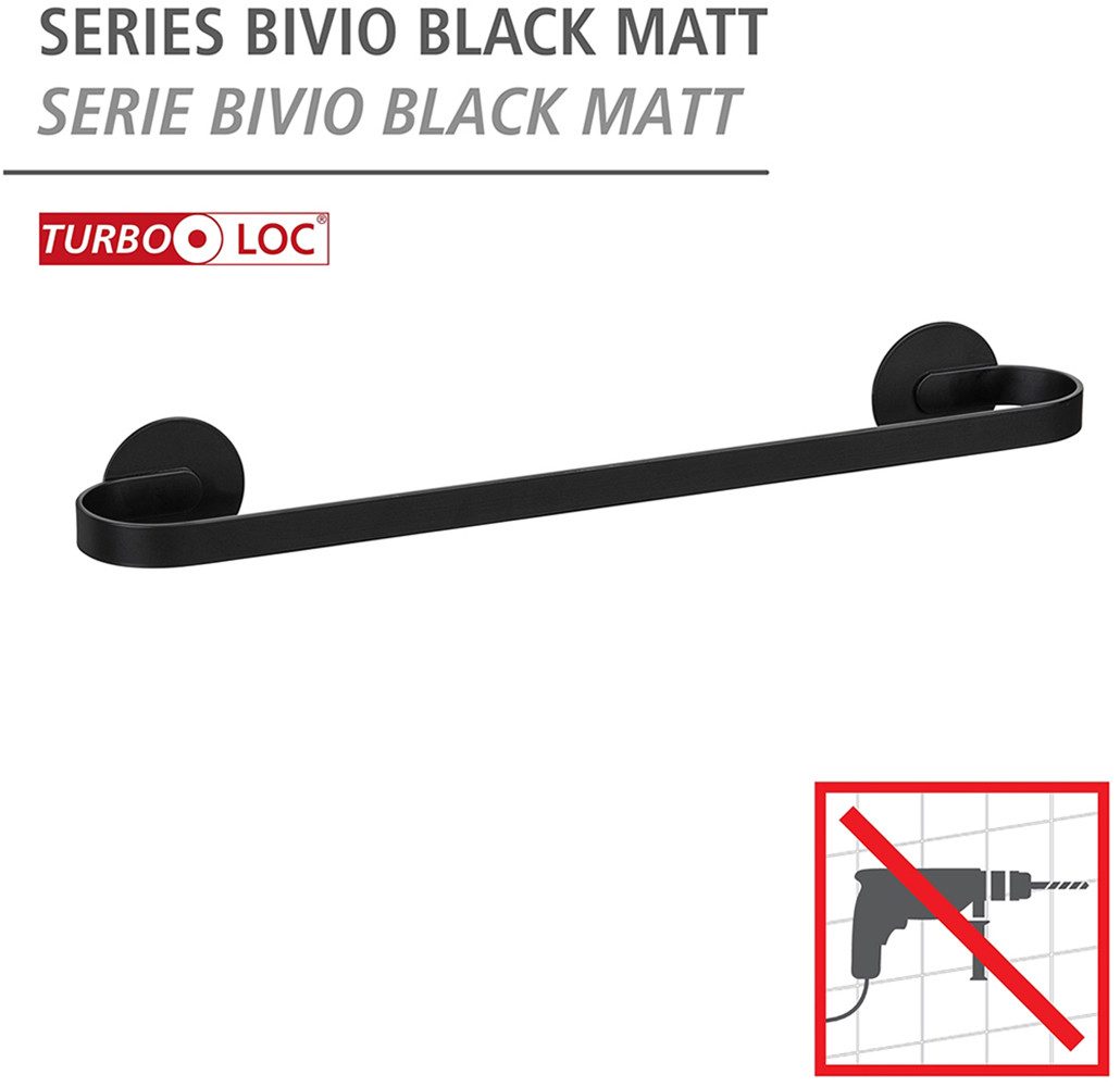 WENKO Handdoekstang Turbo-Loc® model Uno Bivio van aluminium, bevestiging zonder boren, 40 cm