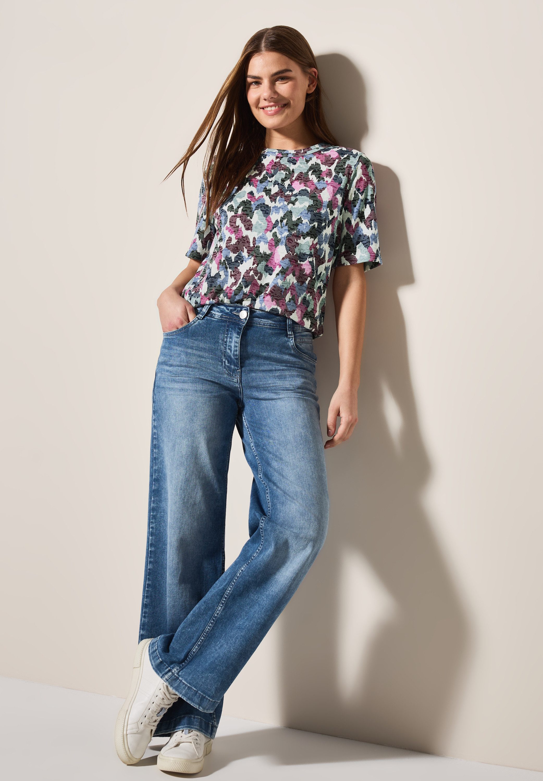 Cecil T-shirt met burn-out patroon