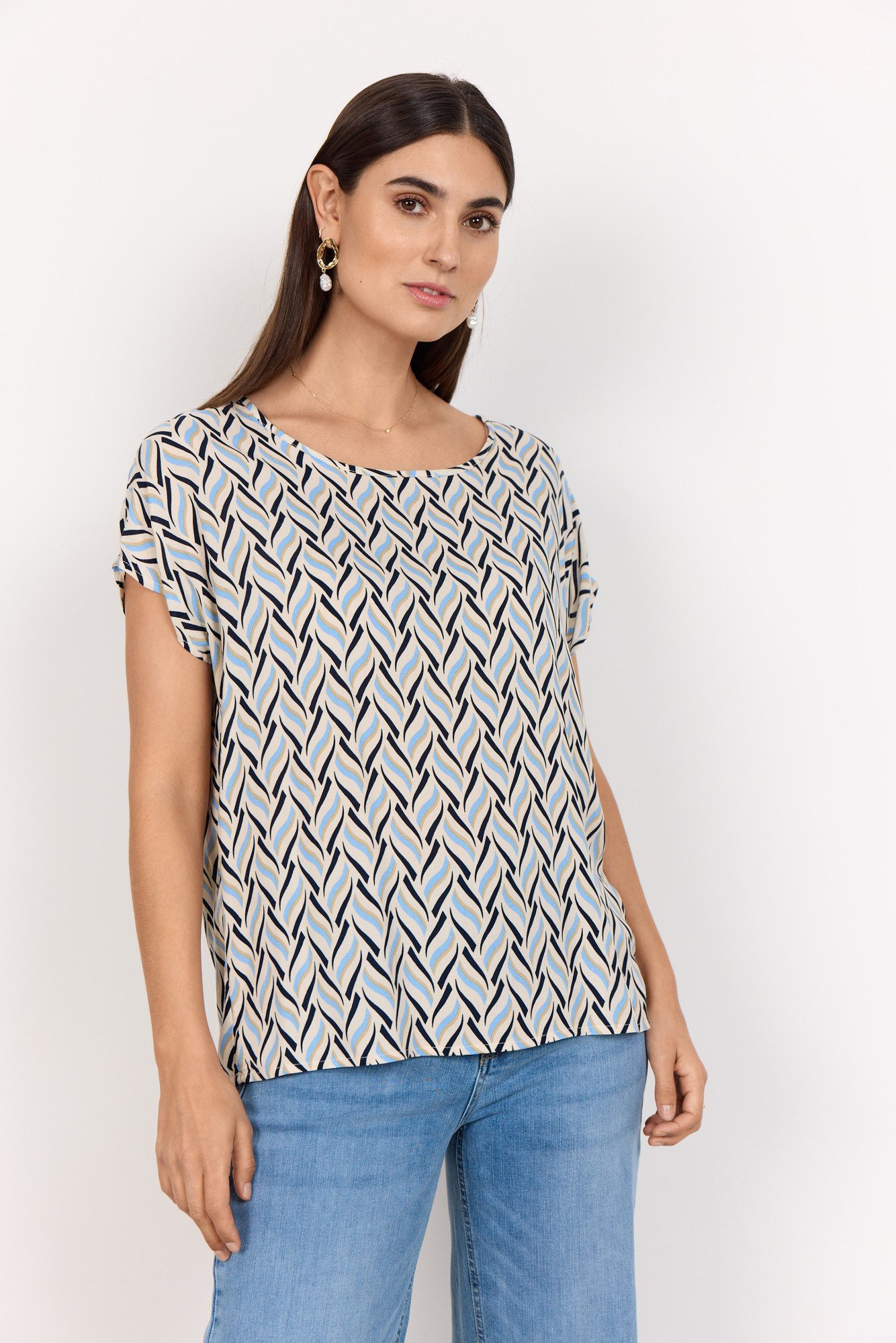 soyaconcept Blouse met korte mouwen SC-PENNY 1 dames blouses maat L blauw