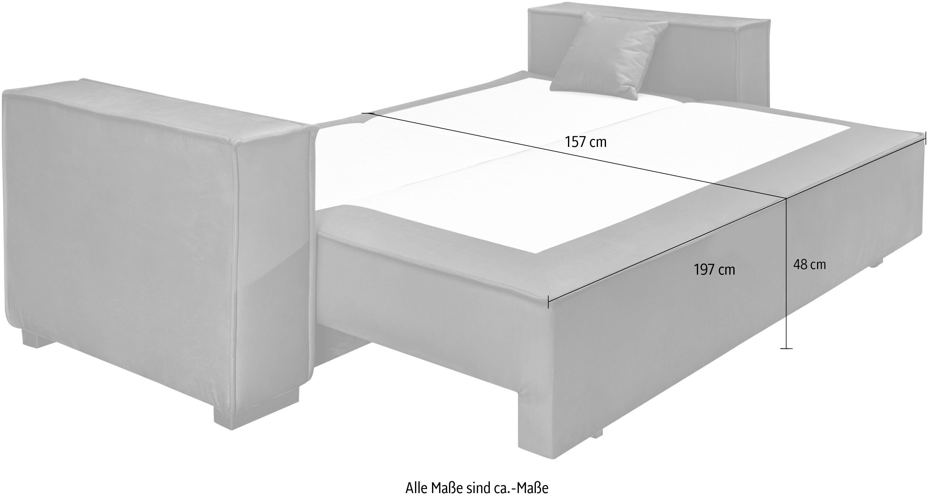 INOSIGN Slaapbank Manhattan met boxspringopbouw, slaapfunctie & bedkist, bank met bedfunctie