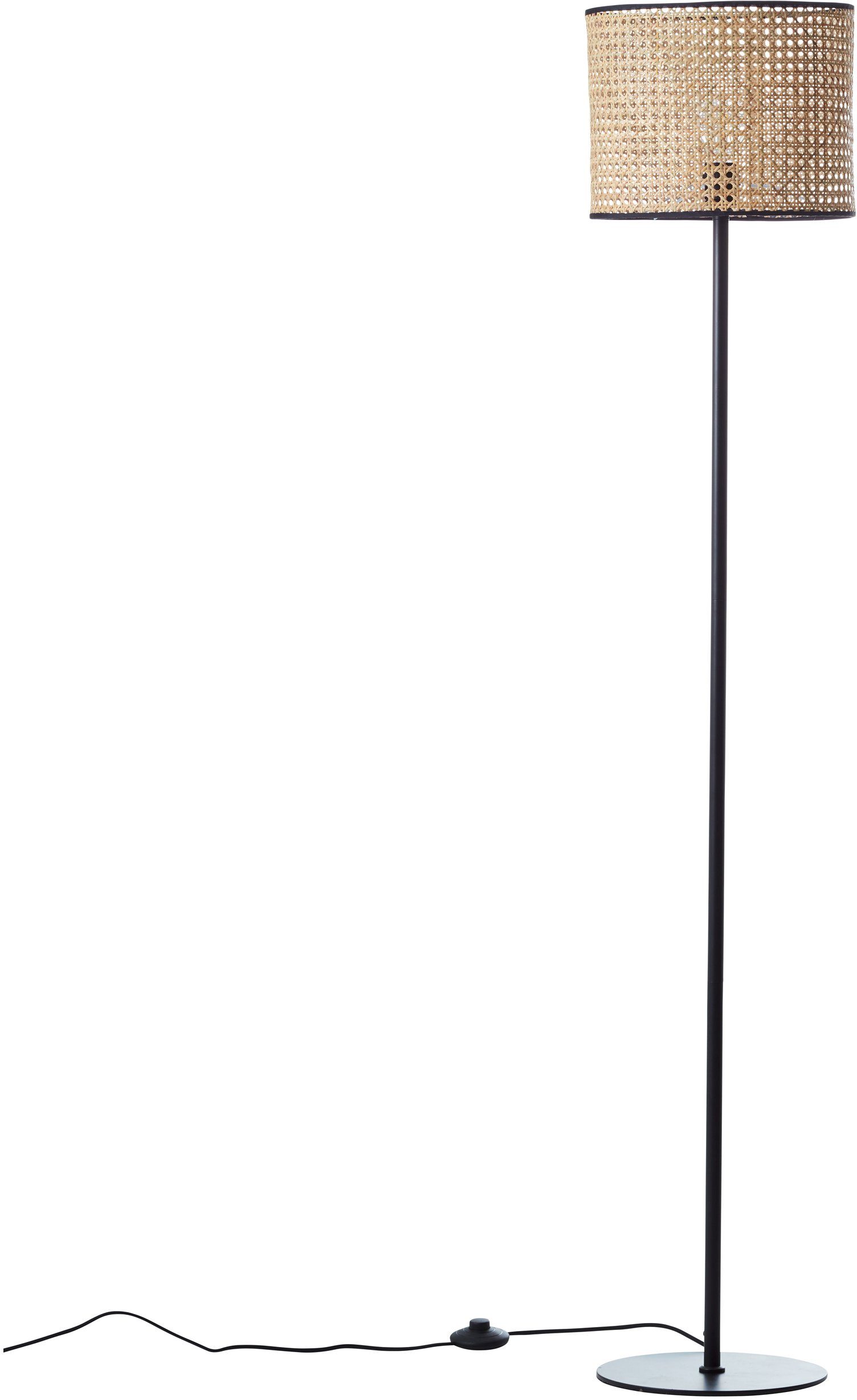 Brilliant Leuchten Staande lamp WILEY 154 cm hoogte, ø 30 cm, 1x e27, metaal/rotan, hout licht/zwart (1 stuk)