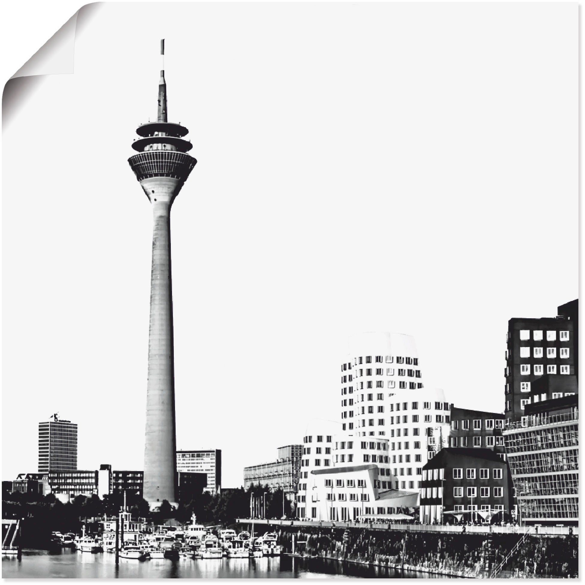 Artland Artprint Düsseldorf collage skyline 15 in vele afmetingen & productsoorten -artprint op linnen, poster, muursticker / wandfolie ook geschikt voor de badkamer (1 stuk)