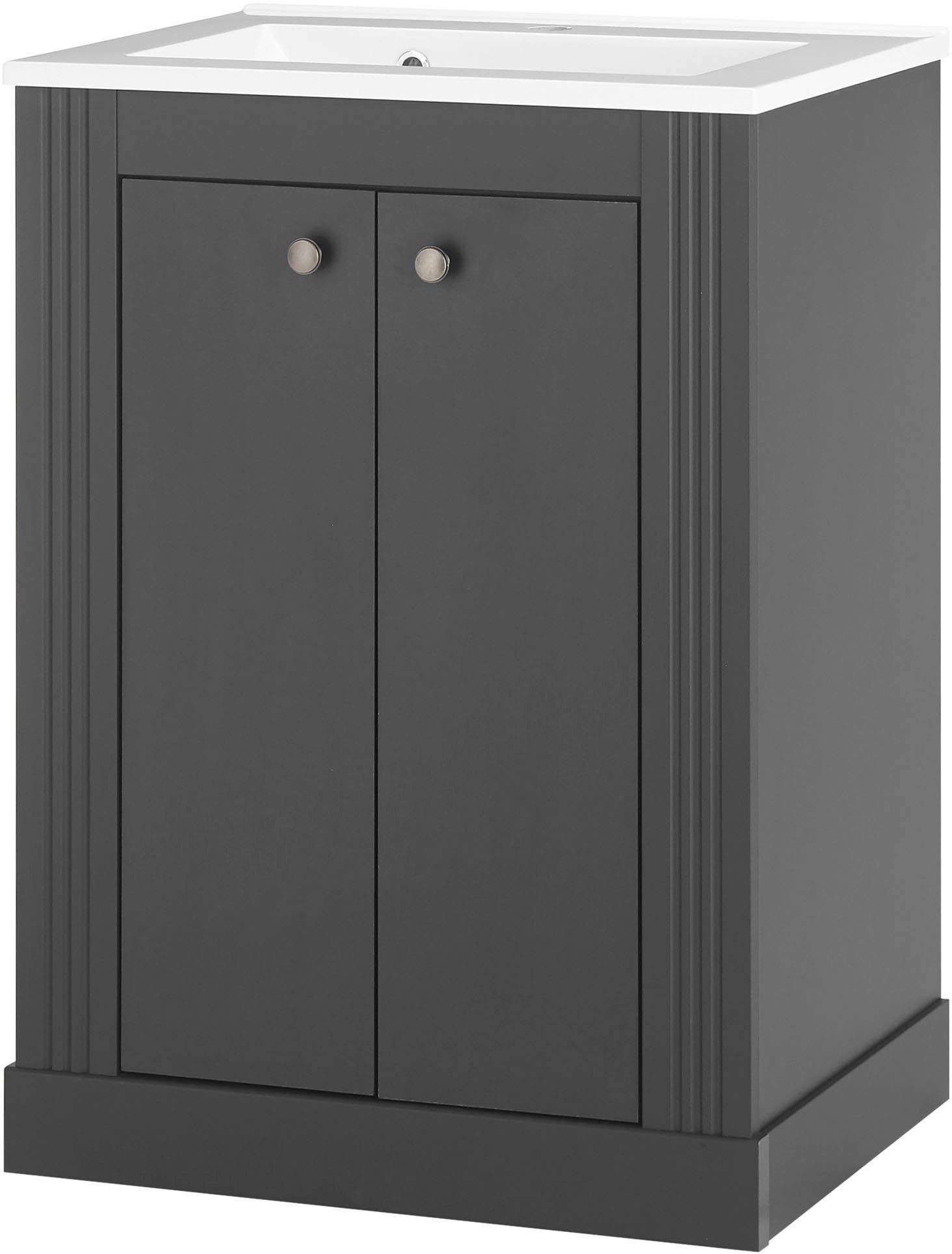 Home affaire Wastafelonderkast WESTMINSTER, wastafelonderkast incl. wastafel, metalen handgrepen (1 stuk) wastafelmeubels grijs
