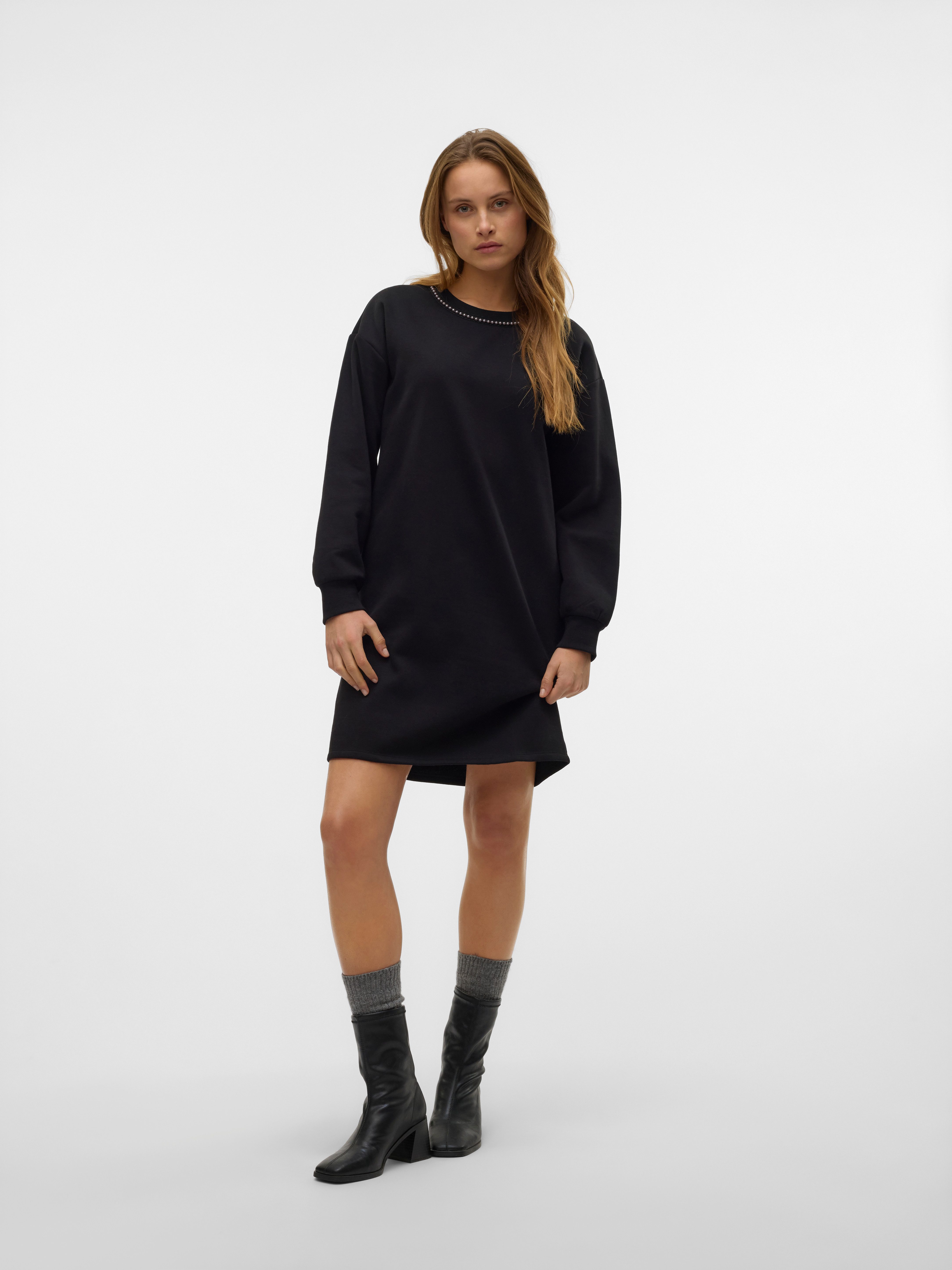 Vero Moda Sweatjurk VMDAISY SHORT SWEAT DRESS JRS BOO GA