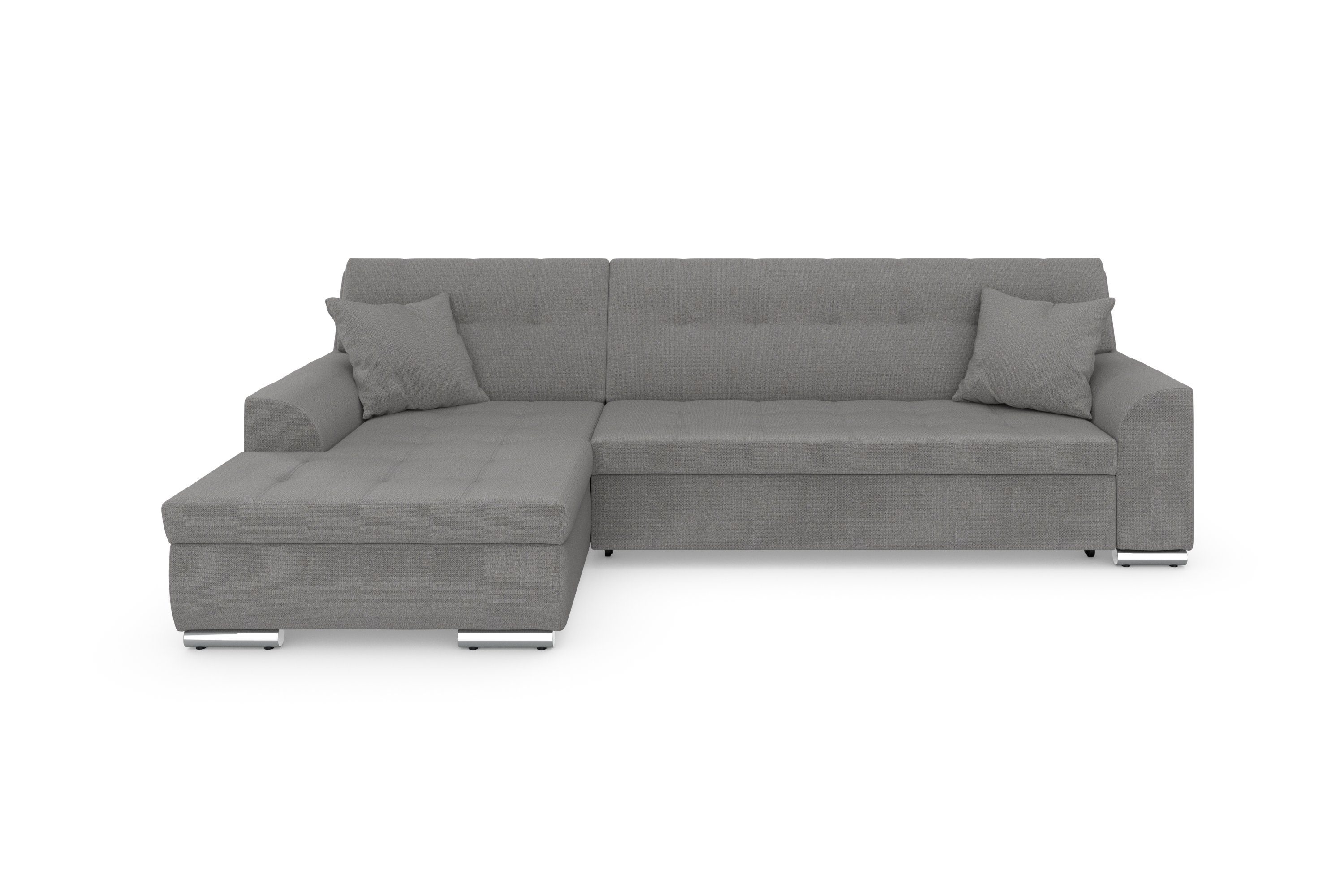 DOMO collection Hoekbank Treviso veel bekledingen, ook in cord, L-vorm, B/D/H: 267/80/83 cm optioneel met slaapbank functie, incl. sierkussens, hoogwaardig doorgestikt patroon
