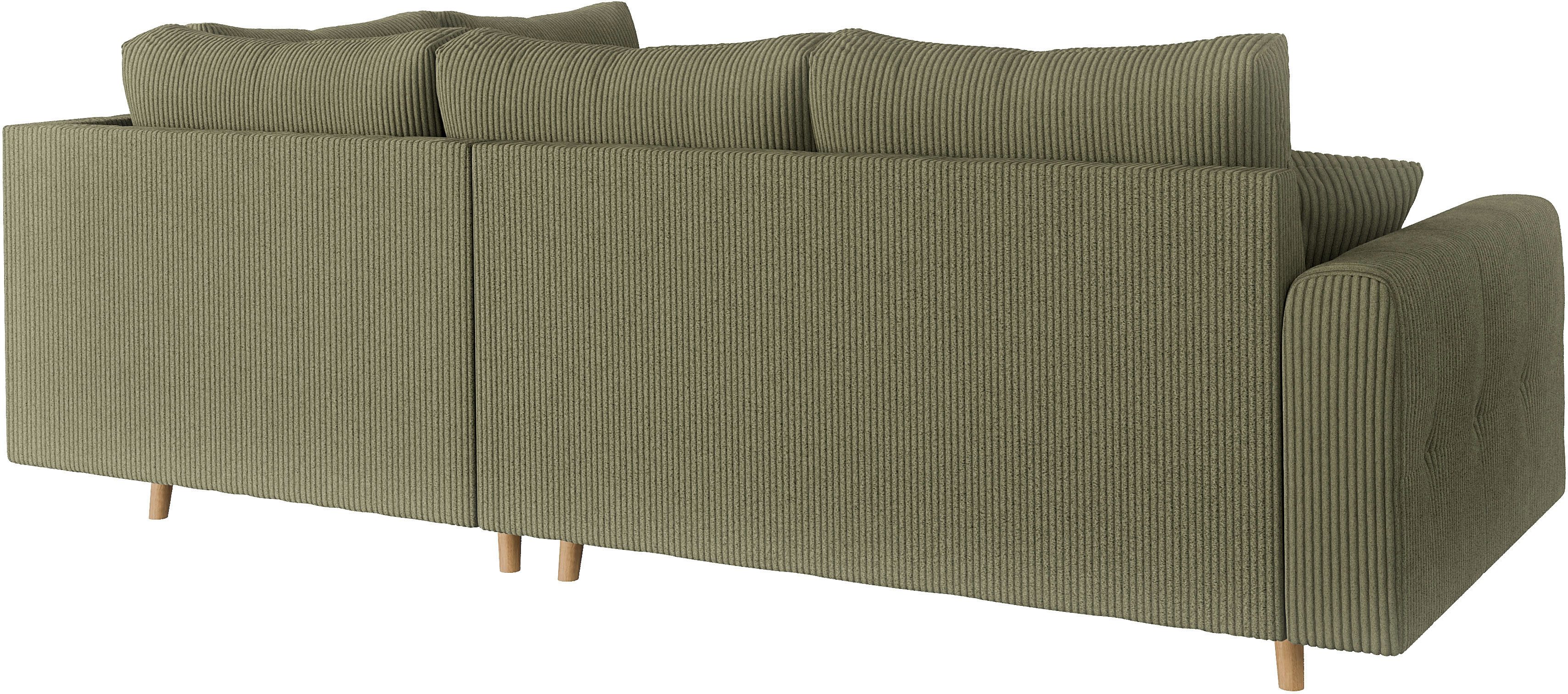 Home affaire Hoekbank CHARRE L-vorm met ottomane, afmetingen B/D/H: 231/161/81 cm fijne stiksels, losse rug- en sierkussens, ook in cord en bouclé