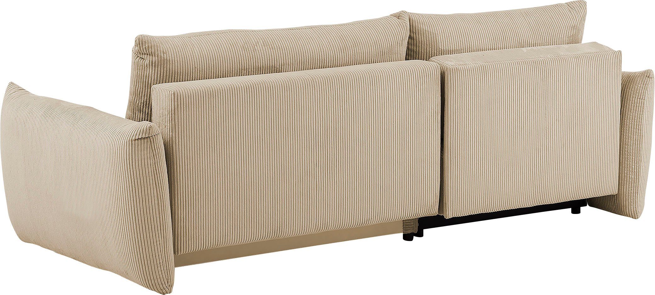 INOSIGN Hoekbank MAVAS bedbank met bedkist, L-model, ca. 257/127 cm (ligoppervlak 212/145 cm), ribfluweel, chenille, structuur