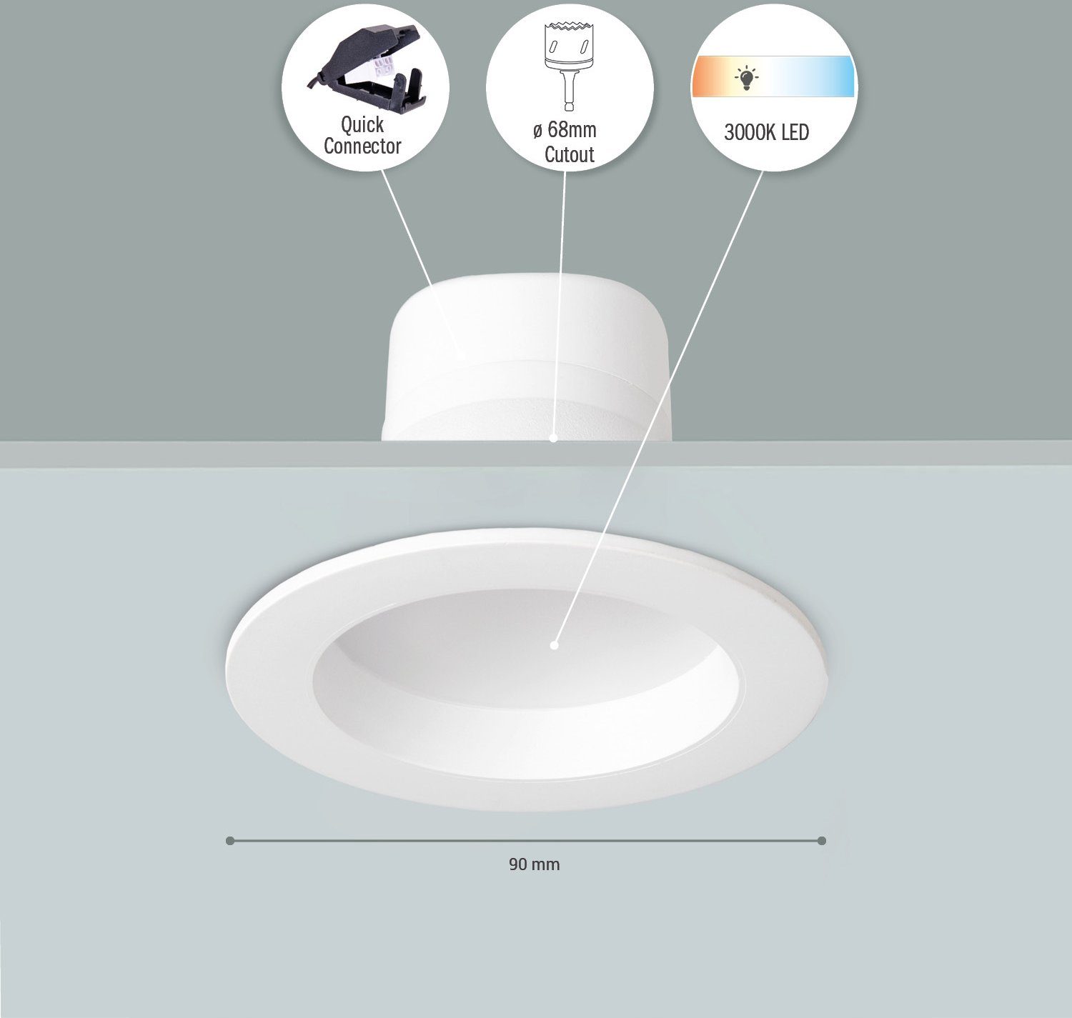 Paco Home Inbouwlamp Senta LED inbouwspot LED spot spotlight vlak 3-delige set 3000K