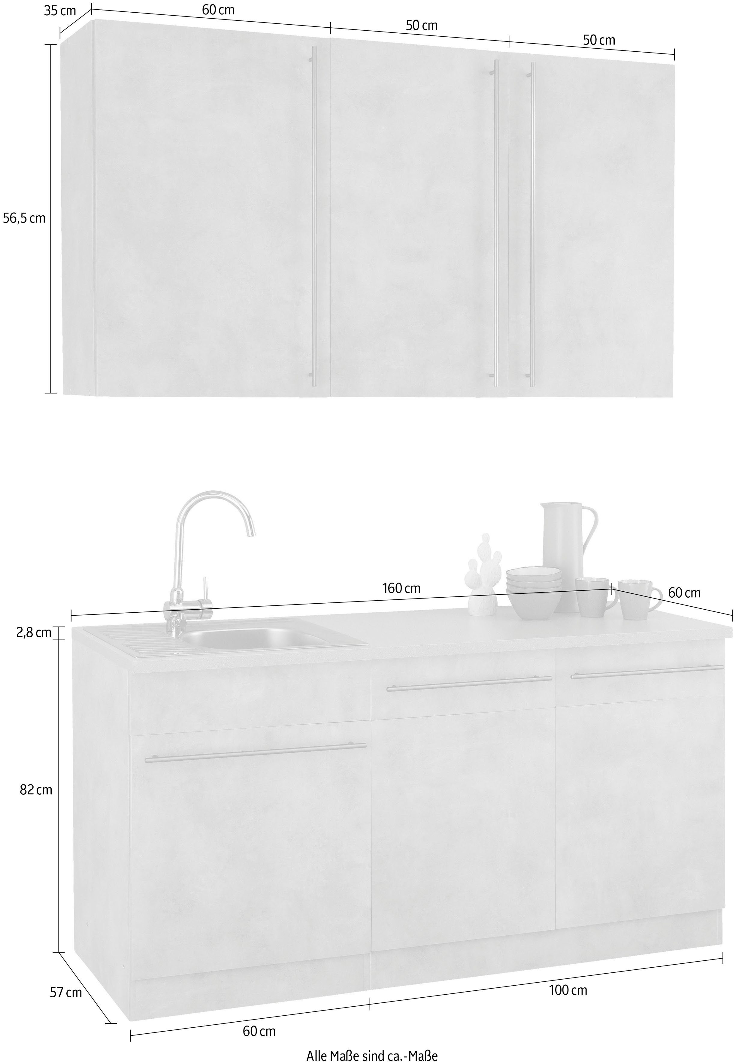 wiho Küchen Pantry keuken Chicago zonder elektrische apparaten, breedte 160 cm