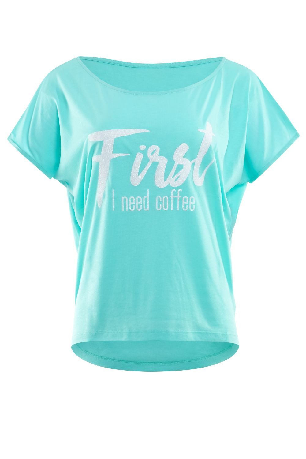 Winshape Oversized shirt MCT002 ultralicht met witte glitter-print dames shirts maat M groen