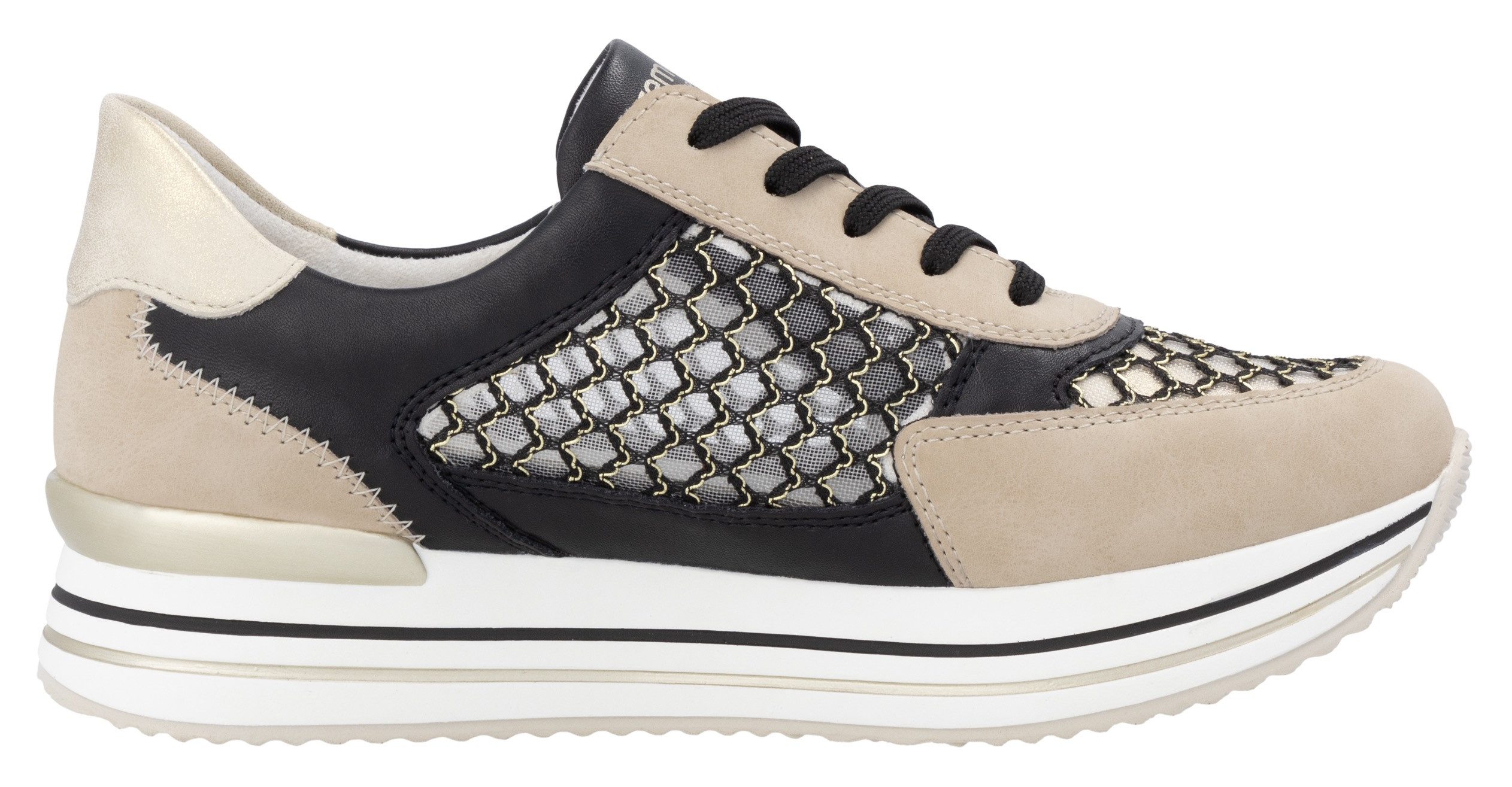 Remonte Plateausneakers , vrijetijdsschoen, lage schoen, veterschoen, vegan, contrastafwerking