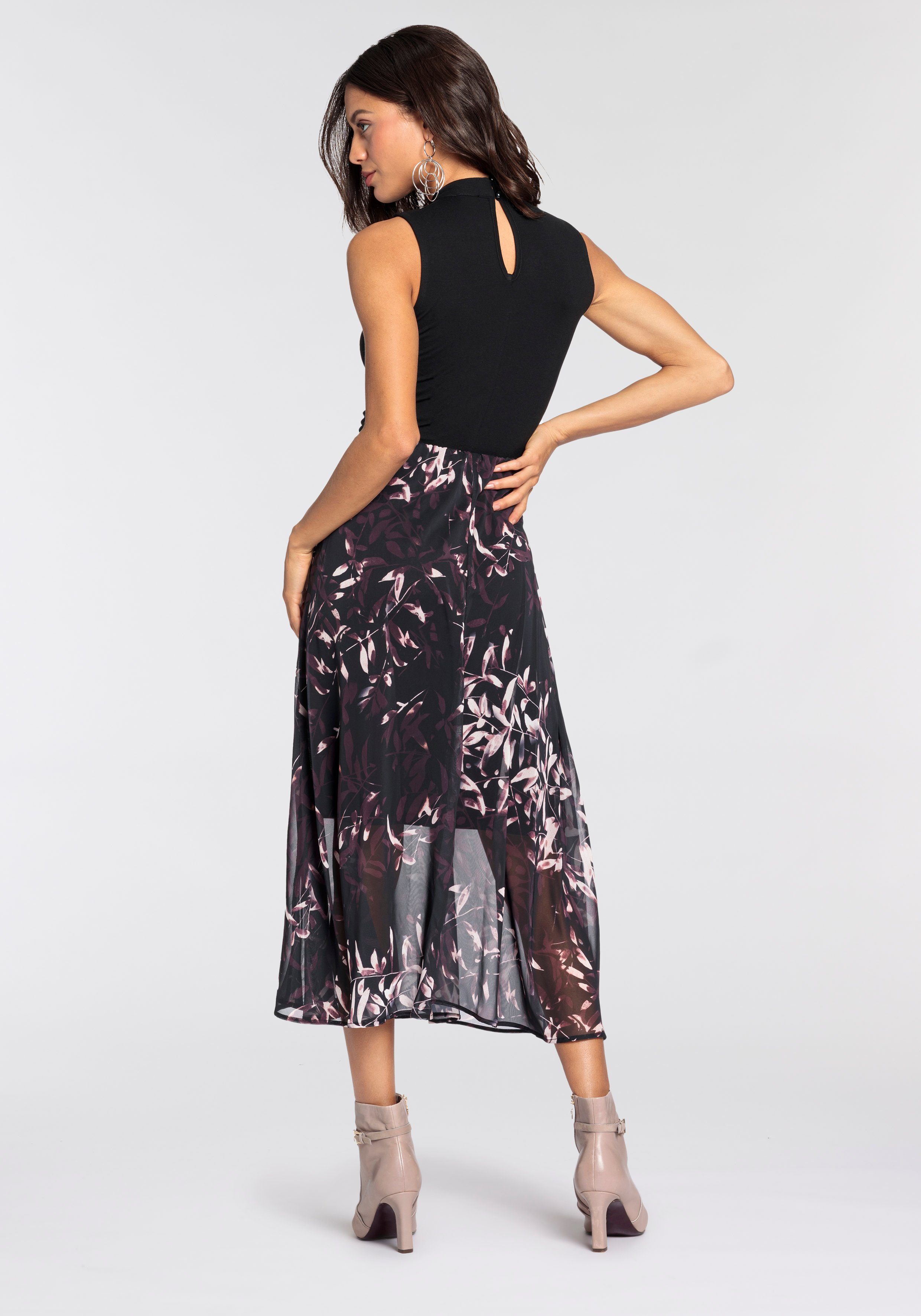 Laura Scott Chiffon jurk voor chique gelegenheden en casual vrijetijdlooks, kuitlang