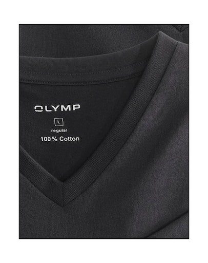 OLYMP T-shirt Casual met ton-in-ton logo-borduursel op de mouw (set, 2-delig, 2 stuks)