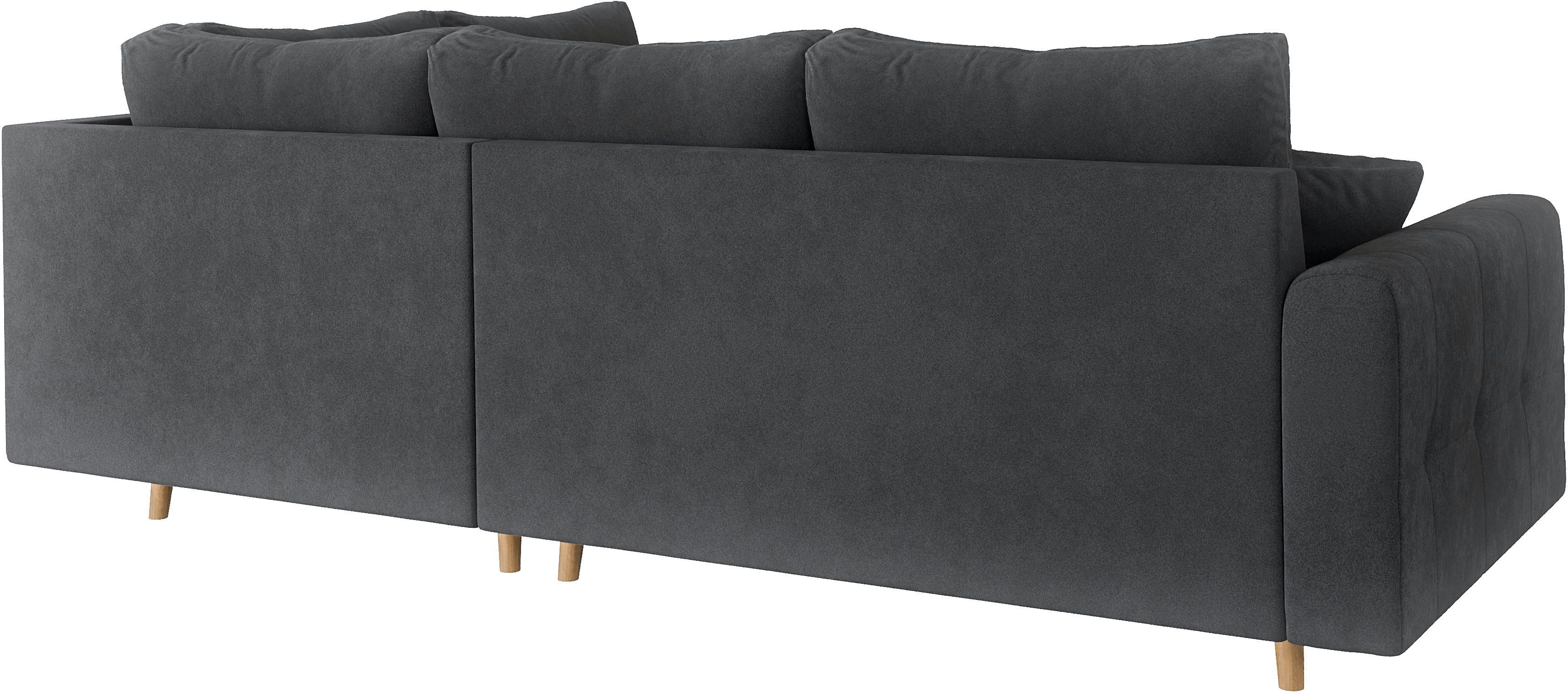 Home affaire Hoekbank CHARRE L-vorm met ottomane, afmetingen B/D/H: 231/161/81 cm fijne stiksels, losse rug- en sierkussens, ook in cord en bouclé