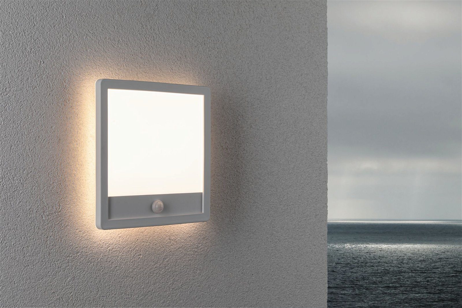 Paulmann Led-wandlamp voor buiten Buitenpaneel Lamina 250x47mm 3000K 14,5W 950lm 230V kunststof Backlight bewegingssensor zeewaterbestendig IP44 3000 K, vierkant (1 stuk)