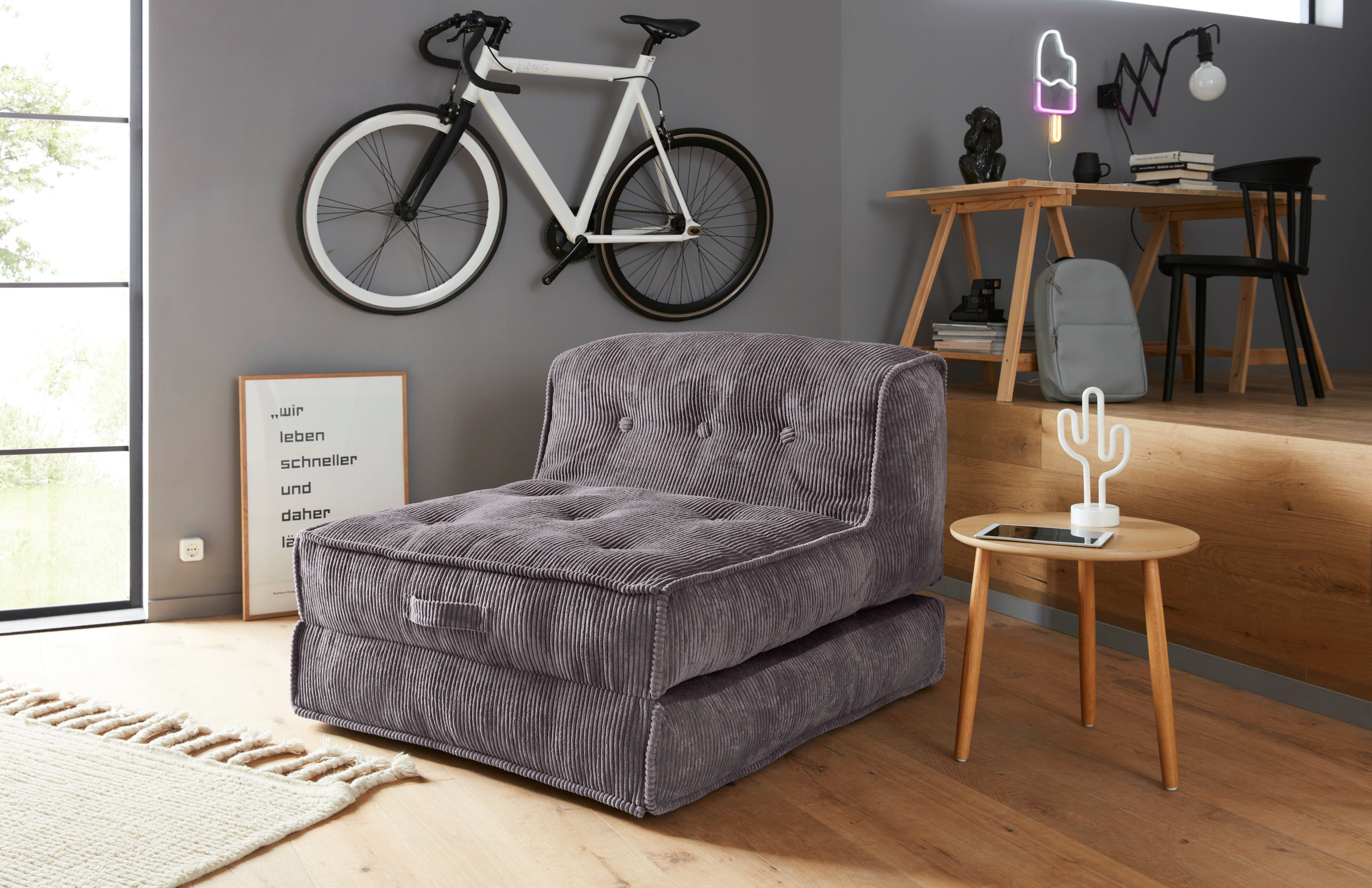 INOSIGN Fauteuil Pia Loungestoel van corduroy, in 2 maten, poef-functie.