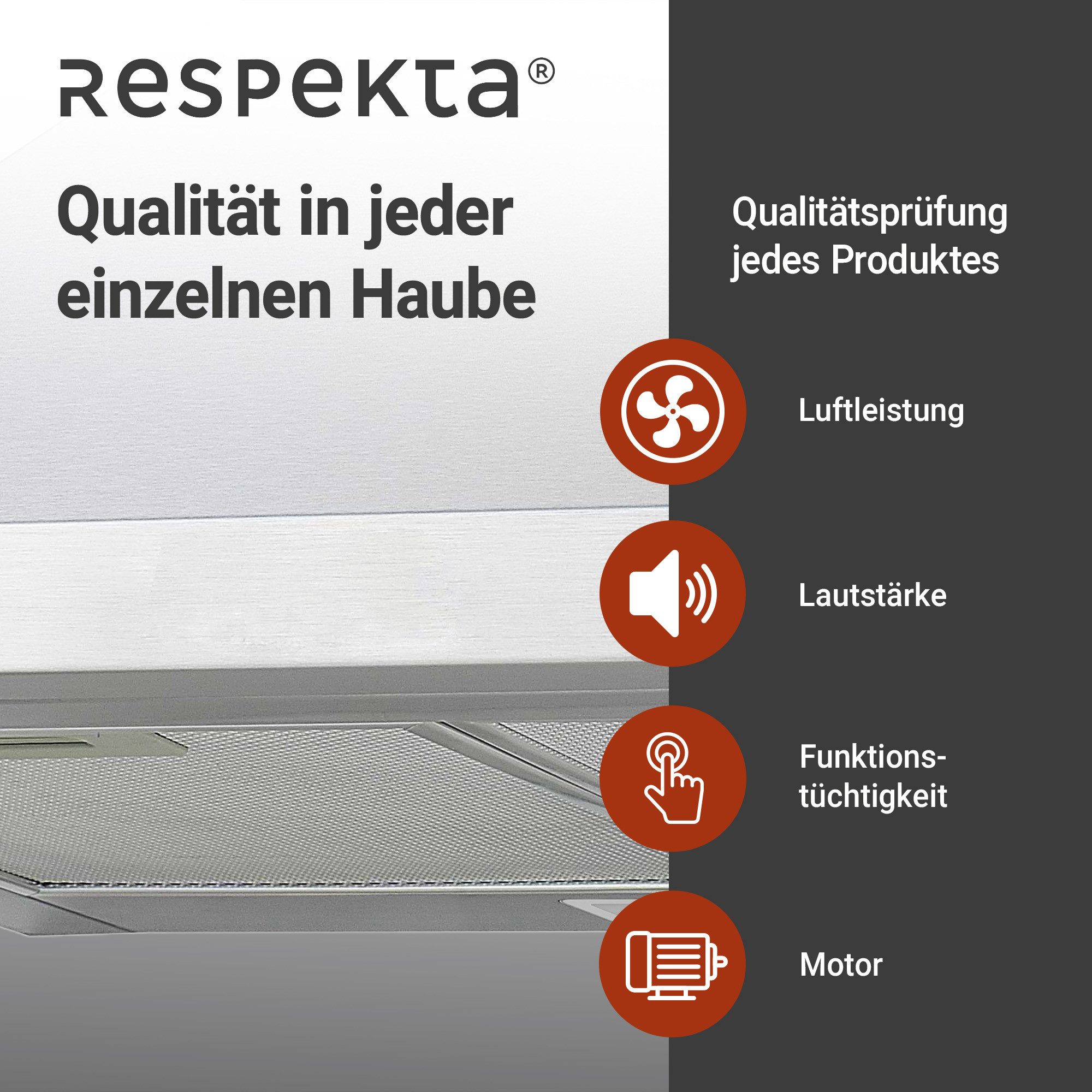 RESPEKTA Schouwkap CH 22078 IXB 60 cm, 3 vermogensniveaus, led-verlichting, geschikt voor afzuiging en recirculatie